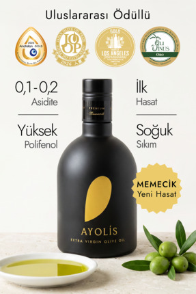 Ayolis Premium Gurme Memecik Zeytinyağı 500 ml Ödüllü Erken Hasat Soğuk Sıkım...