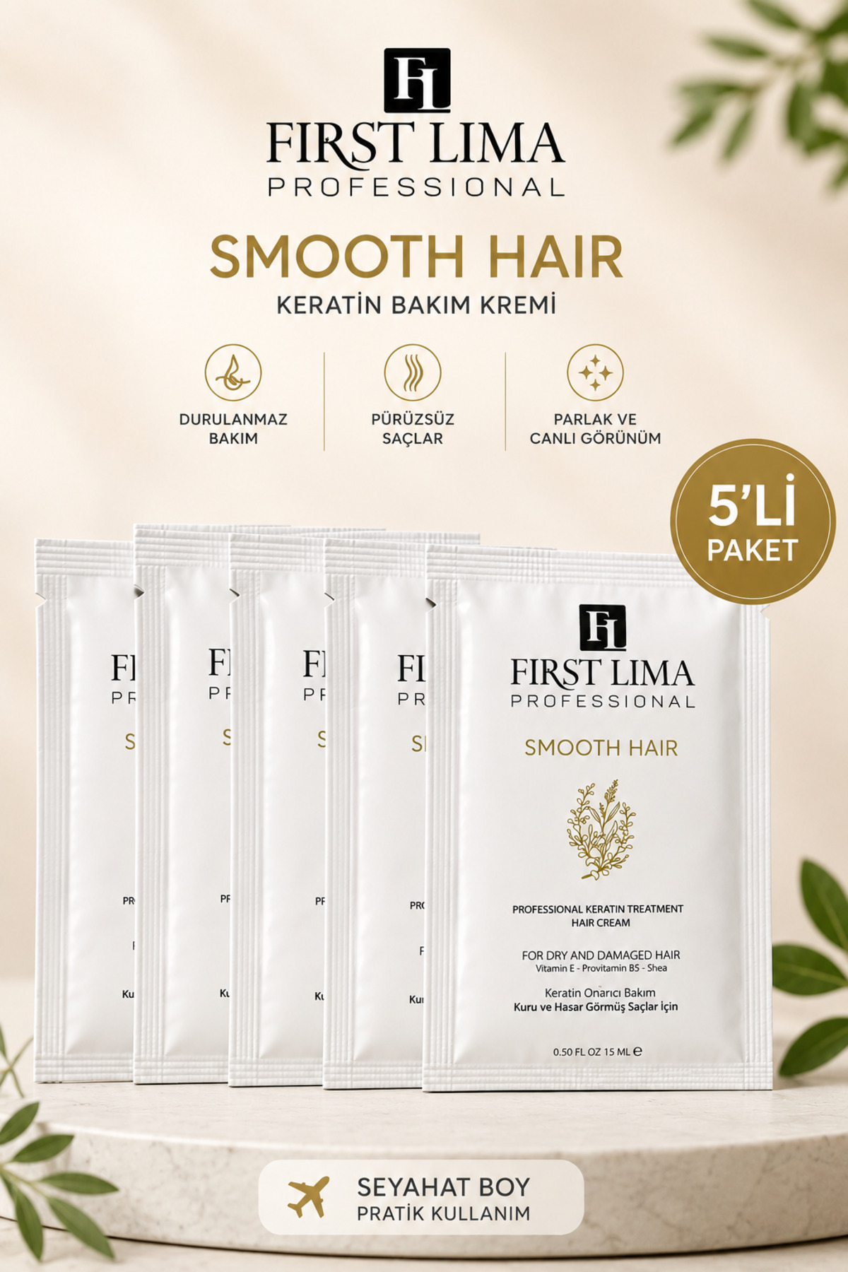 کرم مسافرتی Smooth Hair Moisture Bomb، ترمیم کننده فوری موهای خشک و آسیب دیده، 5*15 میلی لیتر - سایز مسافرتی — تصویر 2 از 4