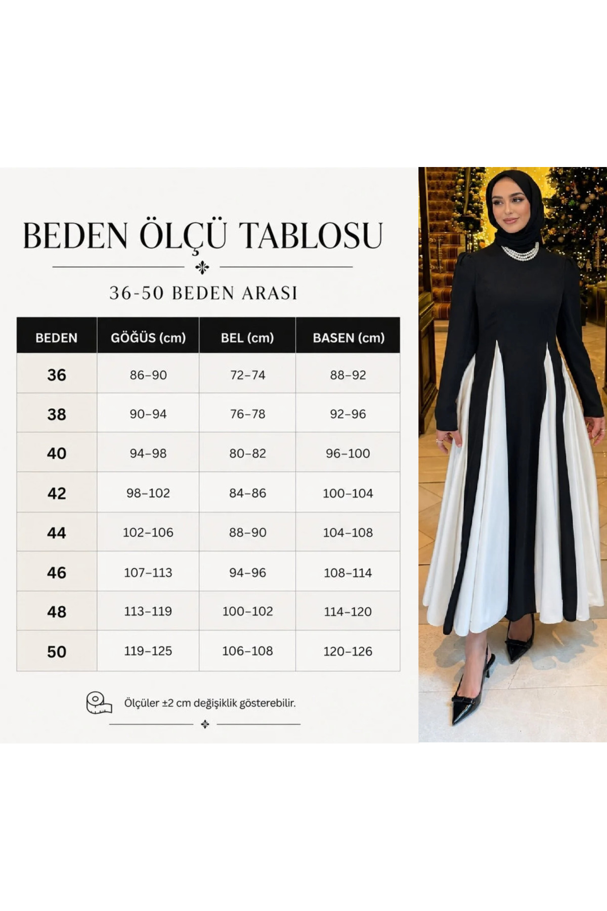 MAG FASHİON Tesettür Elbise Siyah Eteği Beyaz Çan Elbise Tesettür Abiye Elbise Tesettür Mezuniyet Elbisesi görsel 4