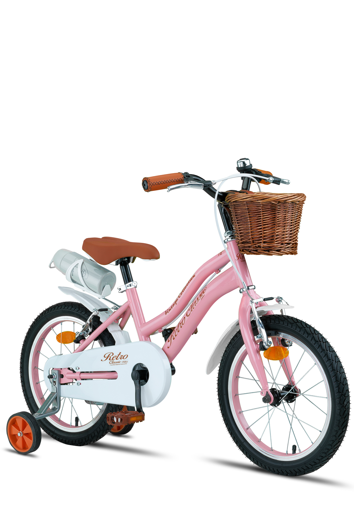 Retro Classic 16 Rim Children's Bicycle with Straw Basket (4-6 Years) Pink