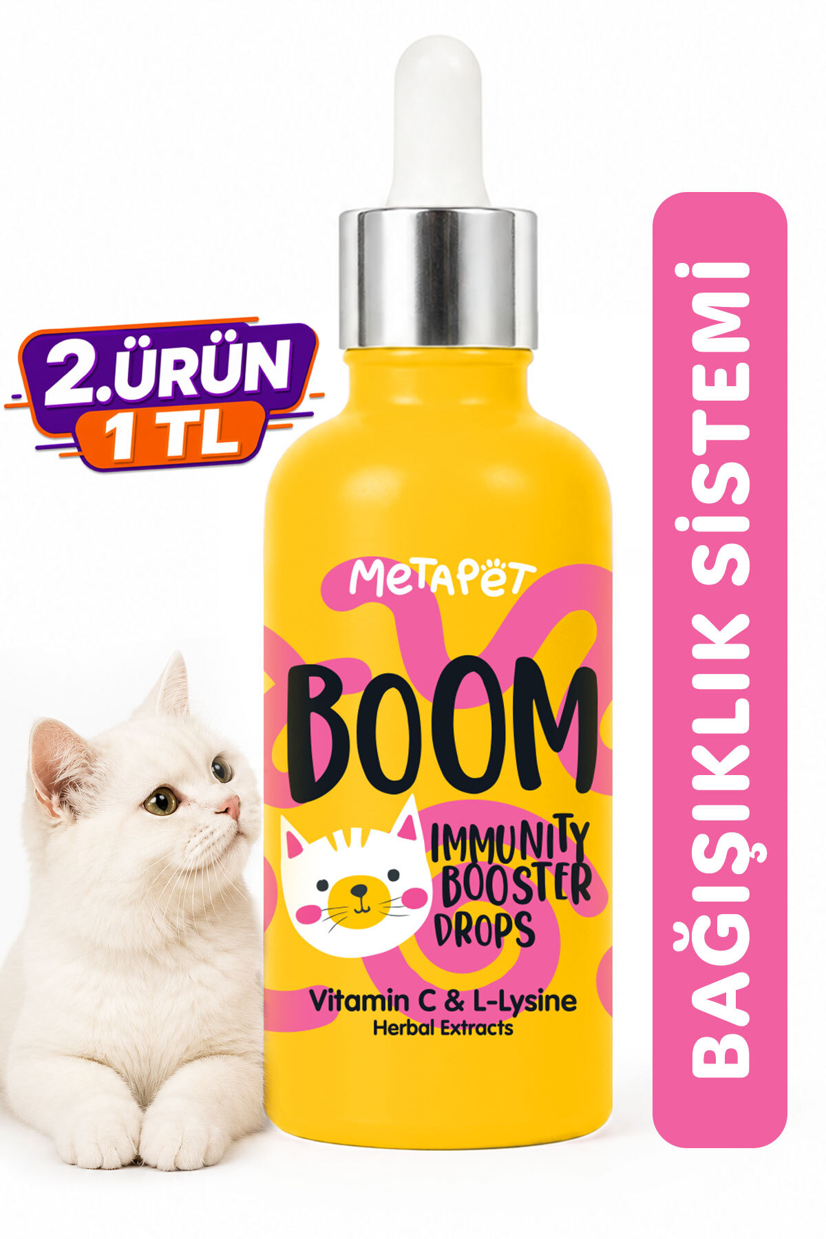 Metapet Kediler için Bağışıklık Sistemi Güçlendirici, C Vitamini ve Lysine Vitaminleri Bağışıklığı Damla - Fiyatı, Yorumları