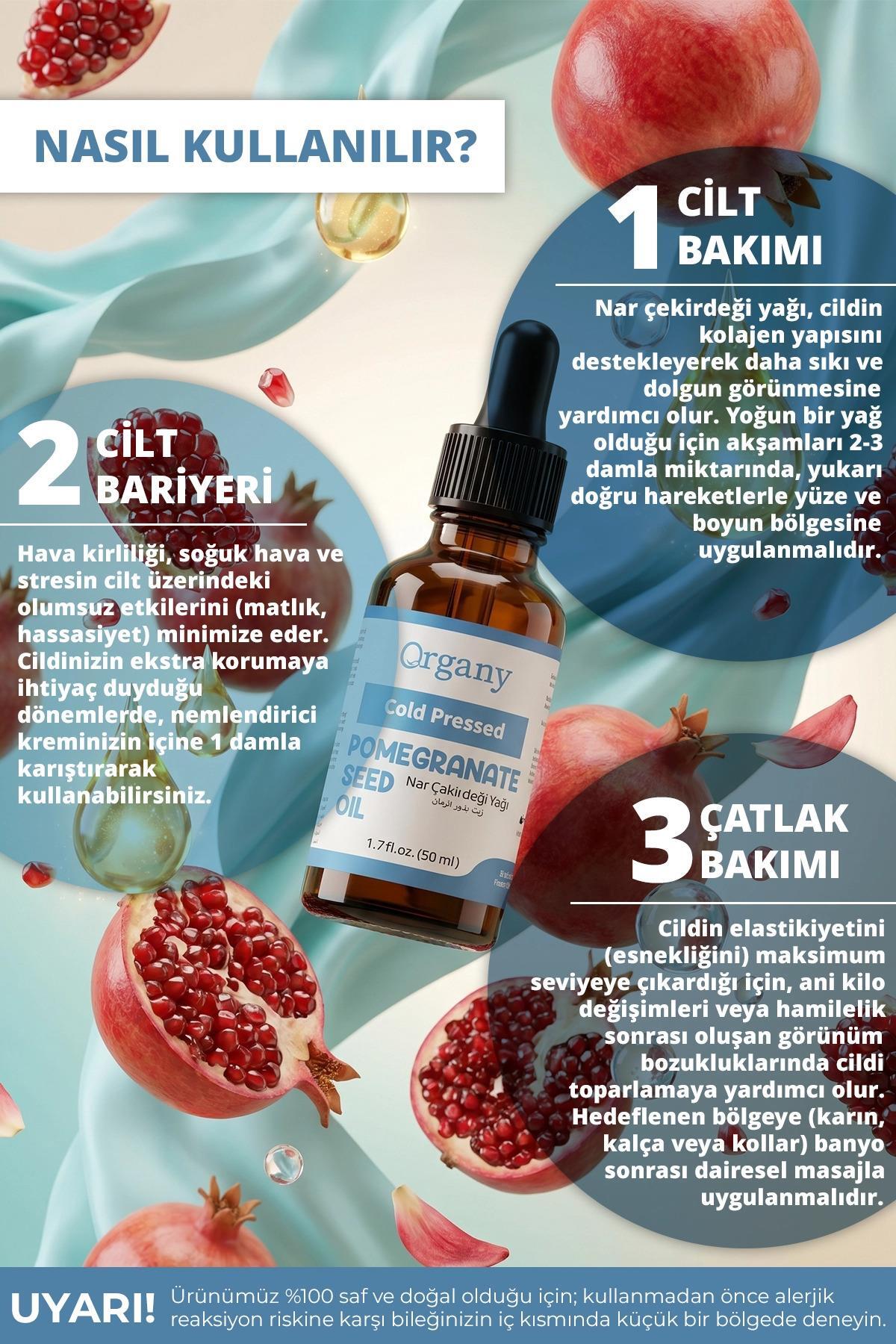 Soğuk Sıkım Nar Çekirdeği Yağı %100 Doğal Olgun ve Kuru Cilt Bakım Yağı Pomegranate Seed Oil 50 ml — OGSY50NR — تصویر 2 از 4