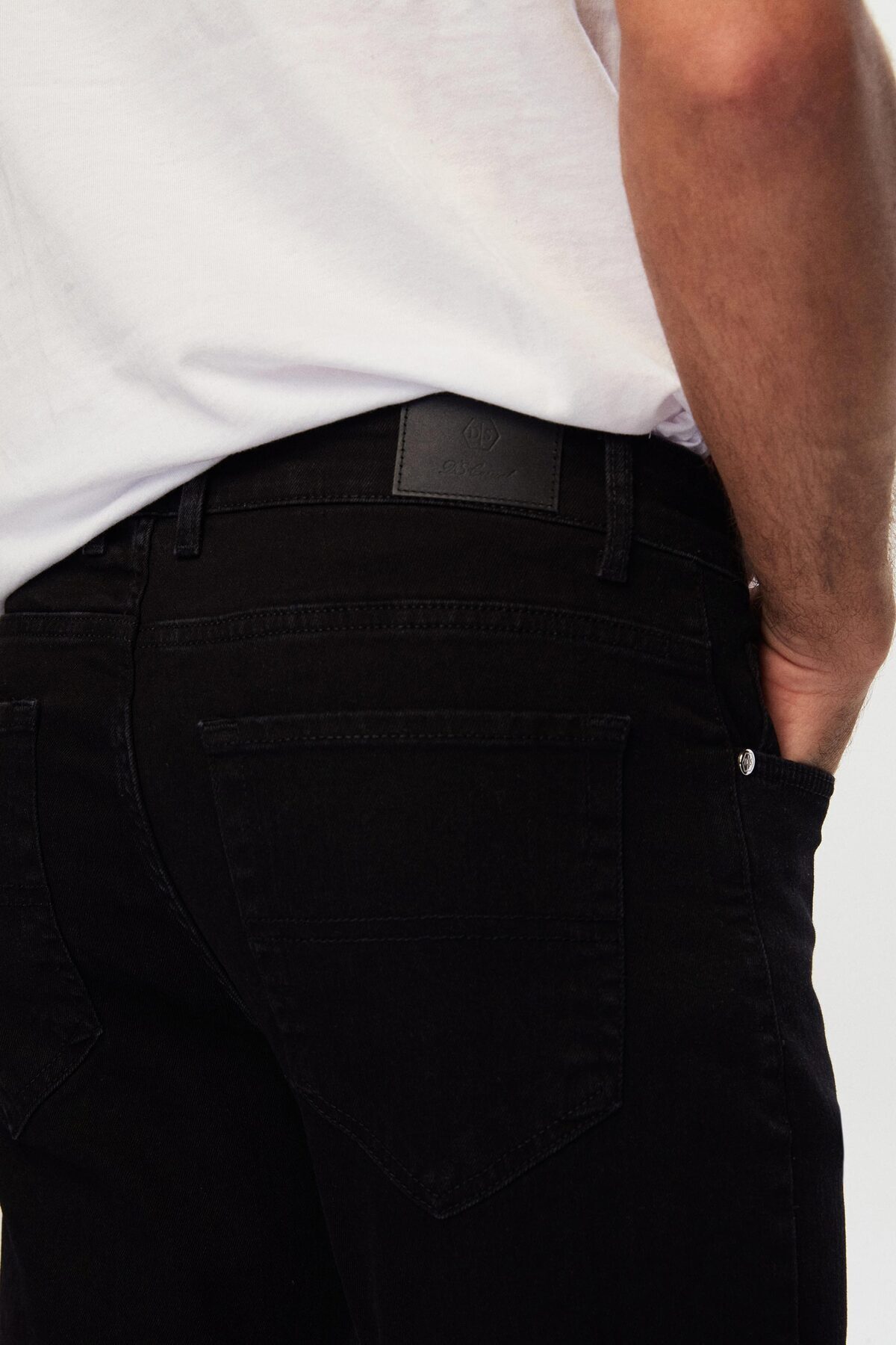 D'S Damat Slim Fit Siyah Düz Boru Paça Denim Pantolon görsel 7