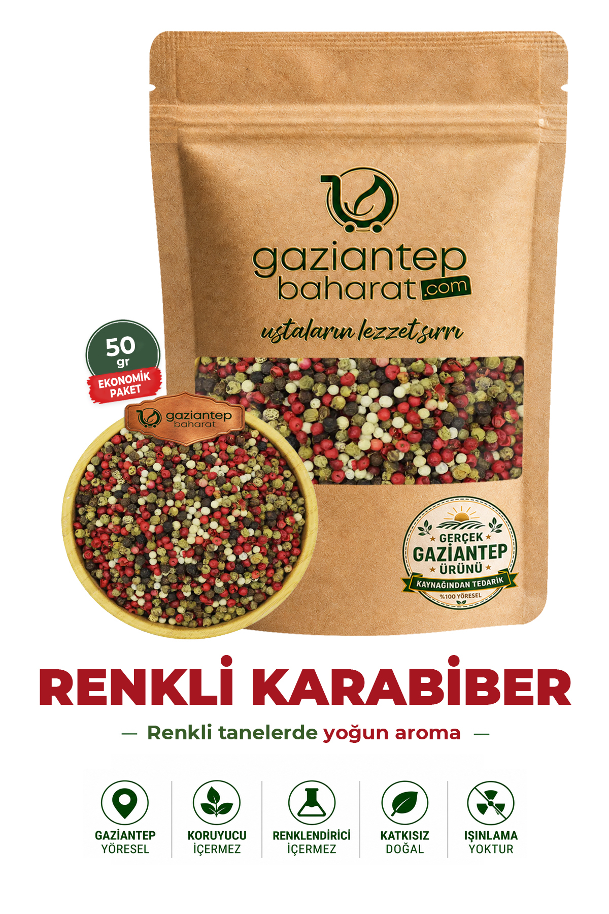 Gaziantep Baharat Renkli Karabiber 50 gr