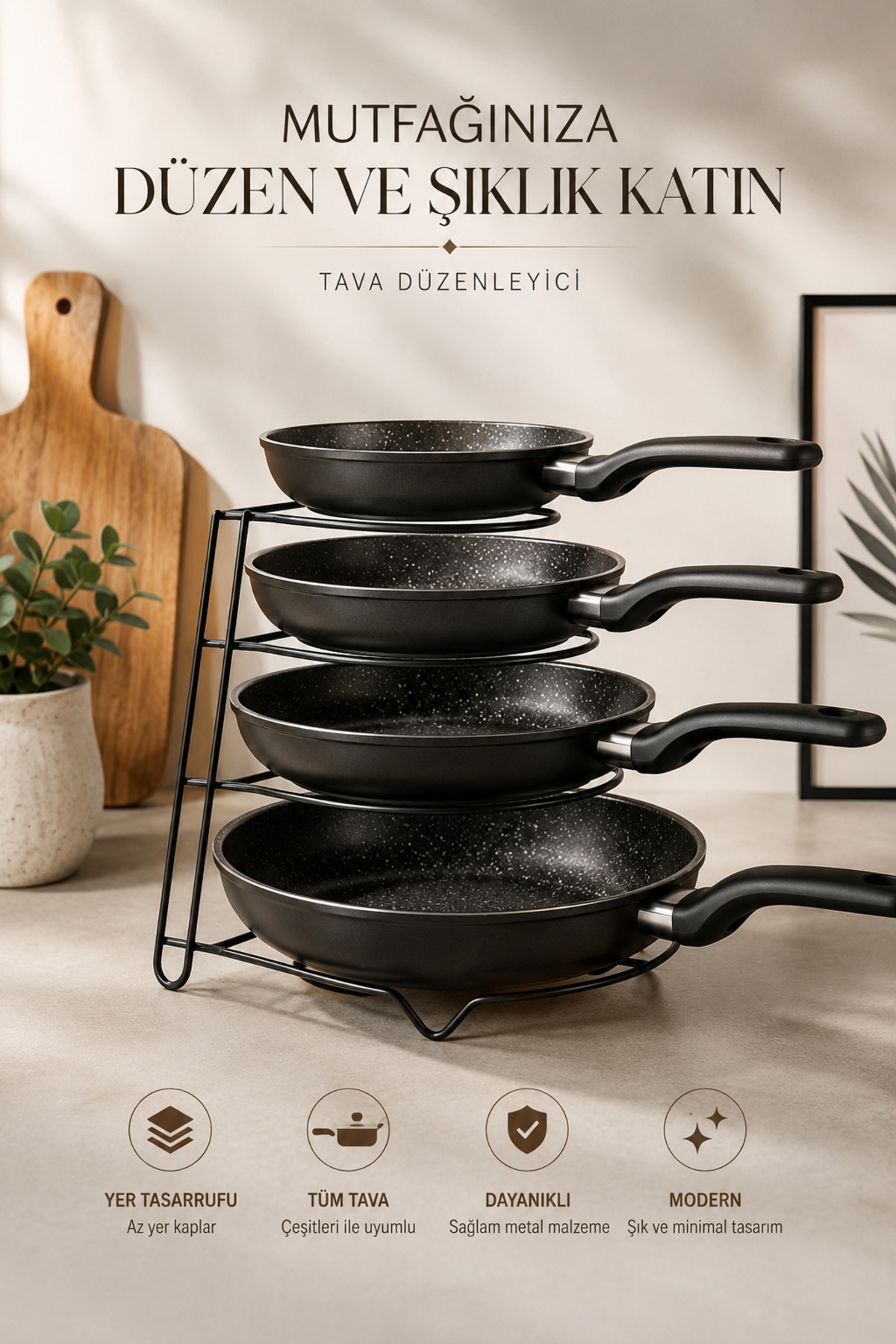 TncPatiShop Crna polica za organizaciju kabineta | Metalni stalak za tave, or...