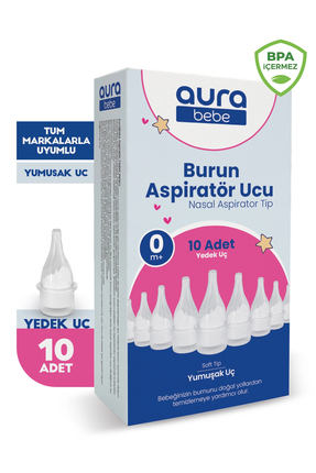 Aura Bebe Bebe Burun Aspiratör Yedek Ucu 10 Adet Tüm Markalar ile Uyumlu