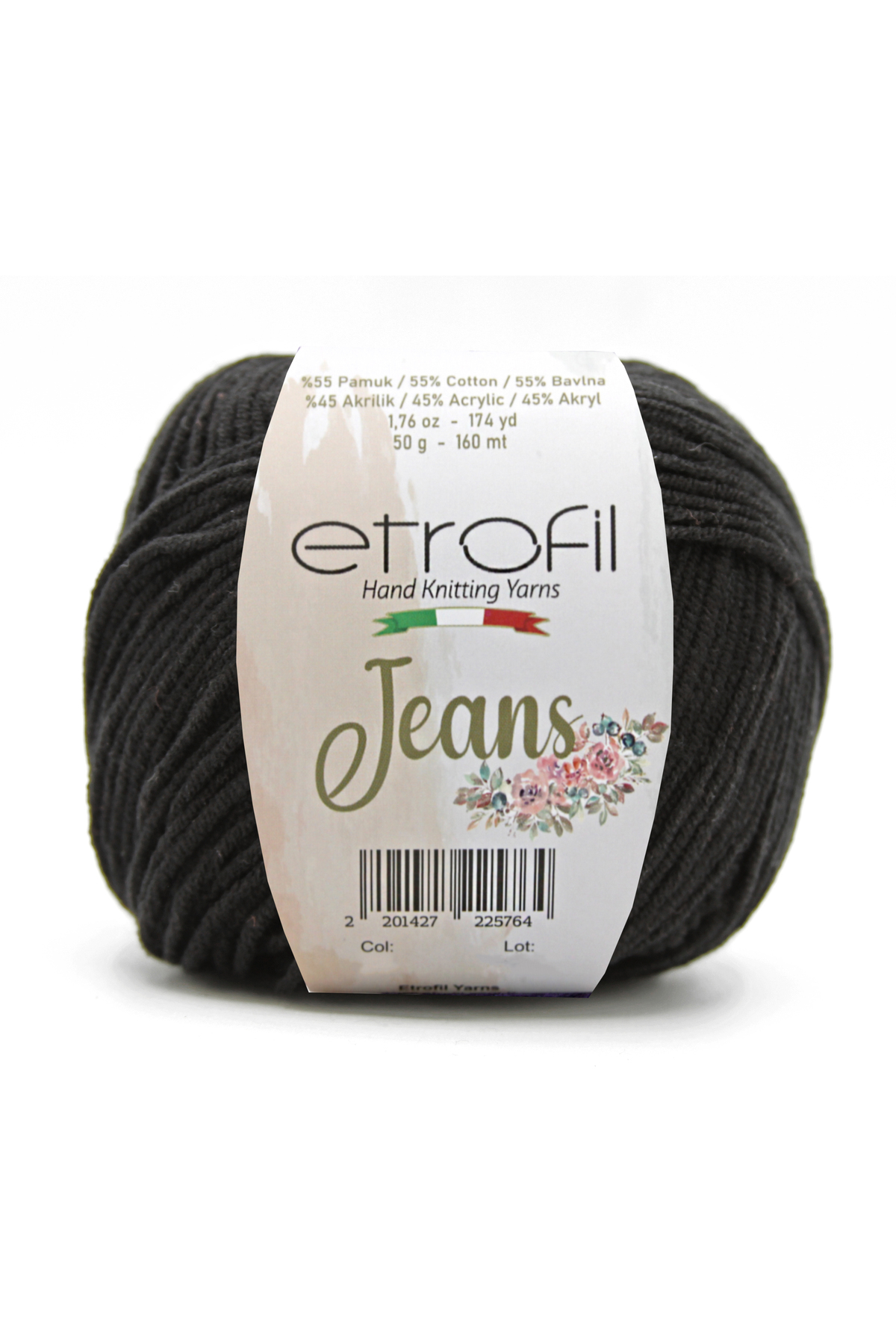 Jeans Knitting Yarn Black 55% Cotton 45% Acrylic 50g 160m (042)
