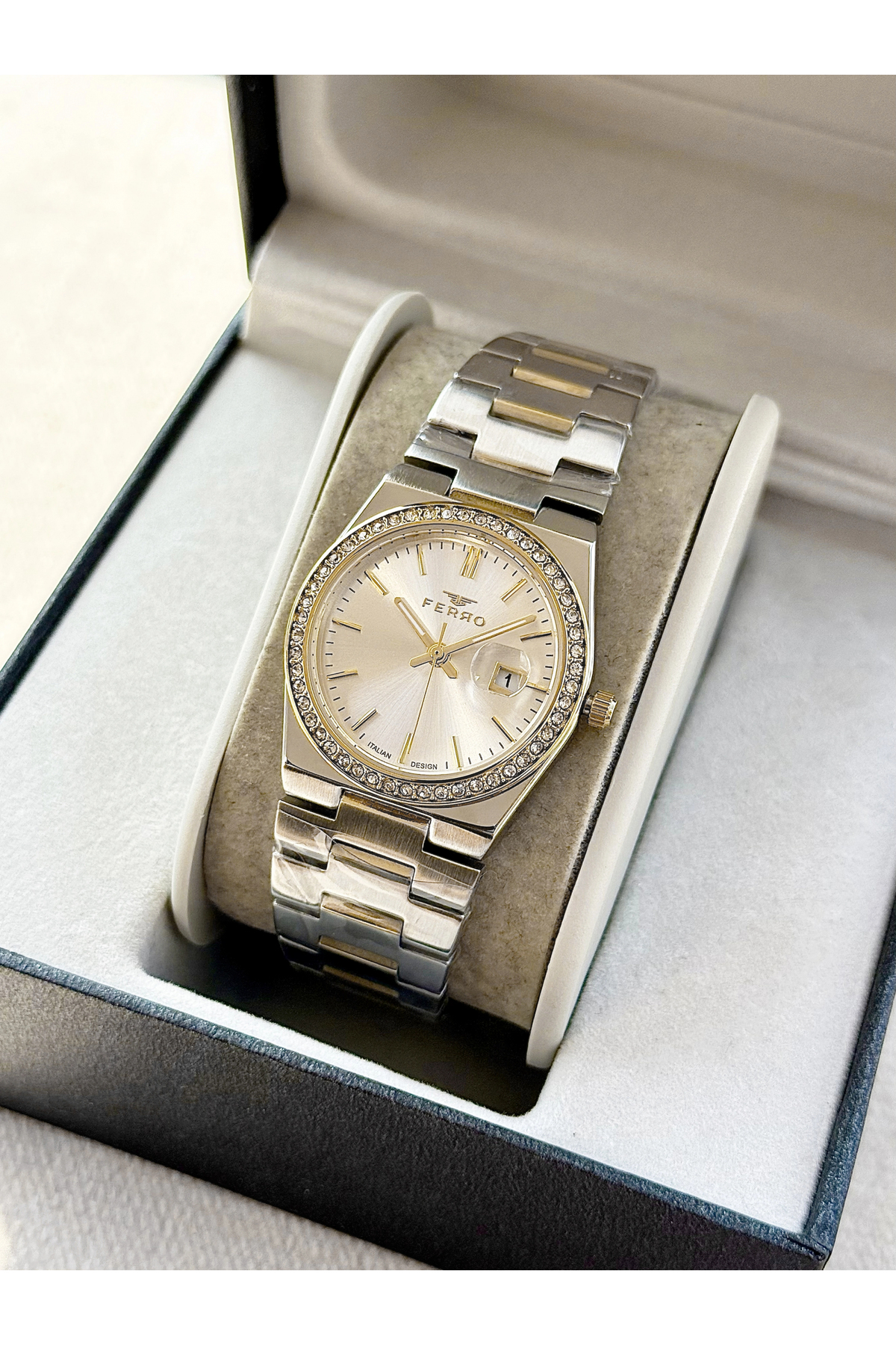 Yellow & Silver Steel Band Women Wrist Watch FL21631A-D 3ATM Waterproof 2 Years Warranty