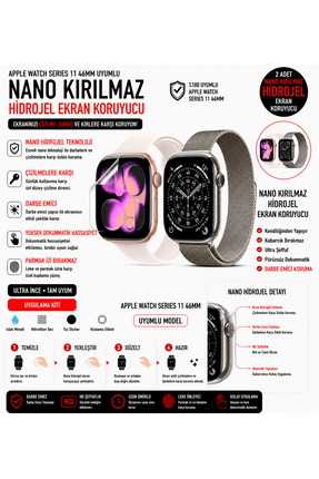 Astakos Apple Watch Series 11 46mm Uyumlu Nano Jel Ekran Koruyucu 2 Adet Darb...