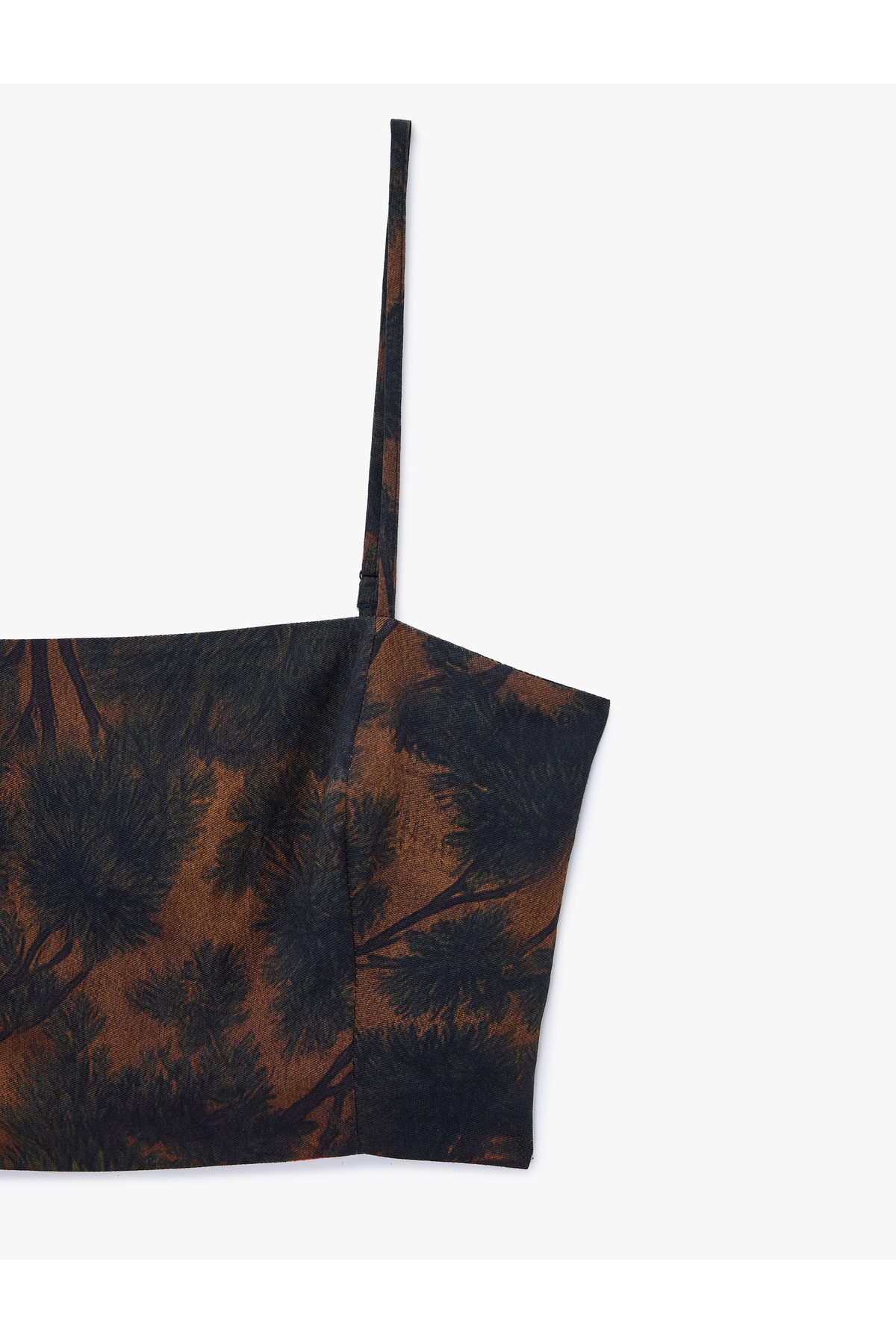 Koton Viskon Kumaş Floral Desenli İp Askılı Crop Büstiyer görsel 5