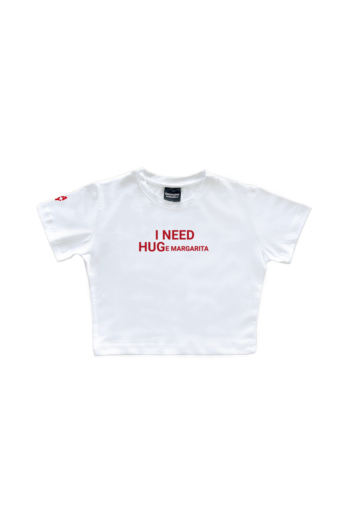Eazy Co Margarita Beyaz Crop Top Bisiklet Yaka Kısa Kollu T-Shirt görsel 3