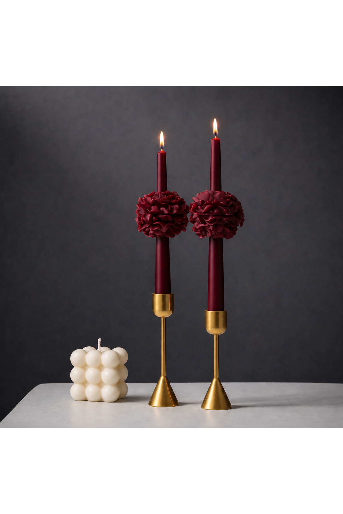 Vanilla Scented Candlestick Candle 2 Pieces Peony Candlestick Candle (Except Candlesticks)