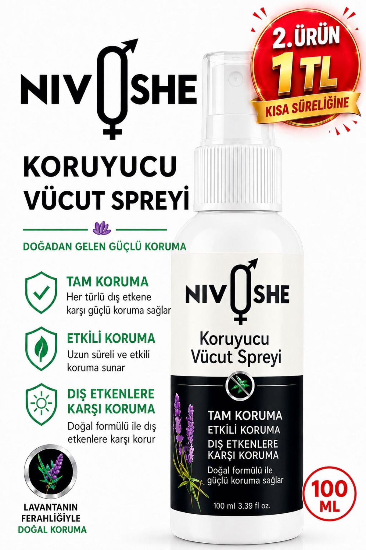 100ML Kene ve Sivrisinek Kovucu Lavanta Özlü Bitkisel Sprey Tüm Vücut için Seyahat ve Tatil Boyu
