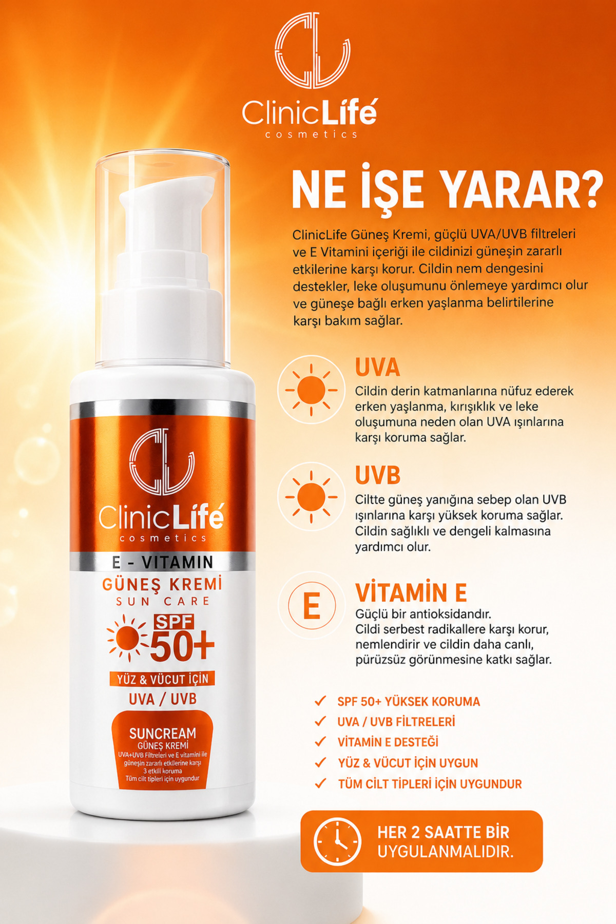 Leke Karşıtı Aydınlatıcı Güneş Kremi 50+ Spf 100 ml — CL0301 — تصویر 3 از 3