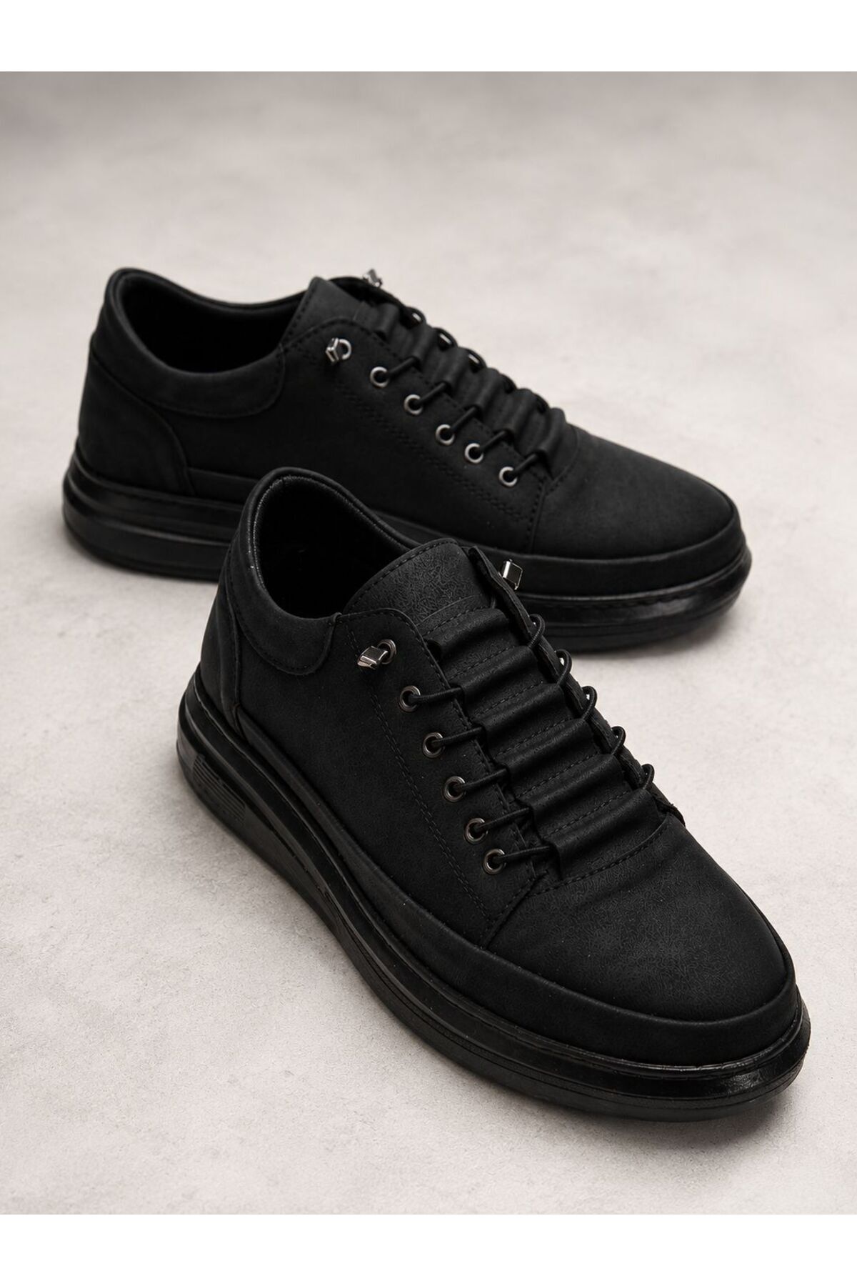 MY GROSS SHOES Siyah Ortopedik İç Taban Akıllı Bağcıklı Erkek Spor Sneaker görsel 4