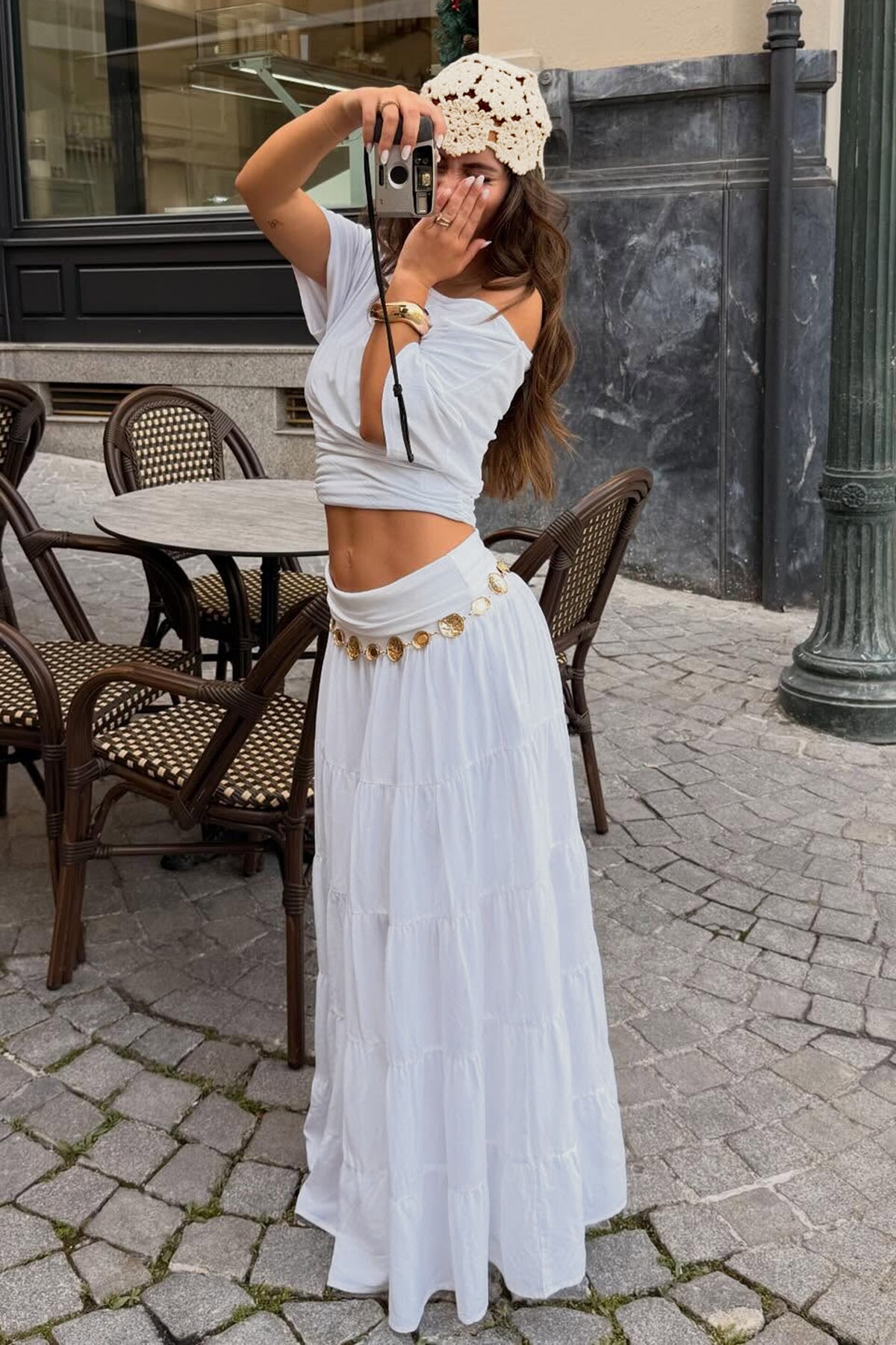 Bershka  Kıvrık belli midi etek - Görsel 4
