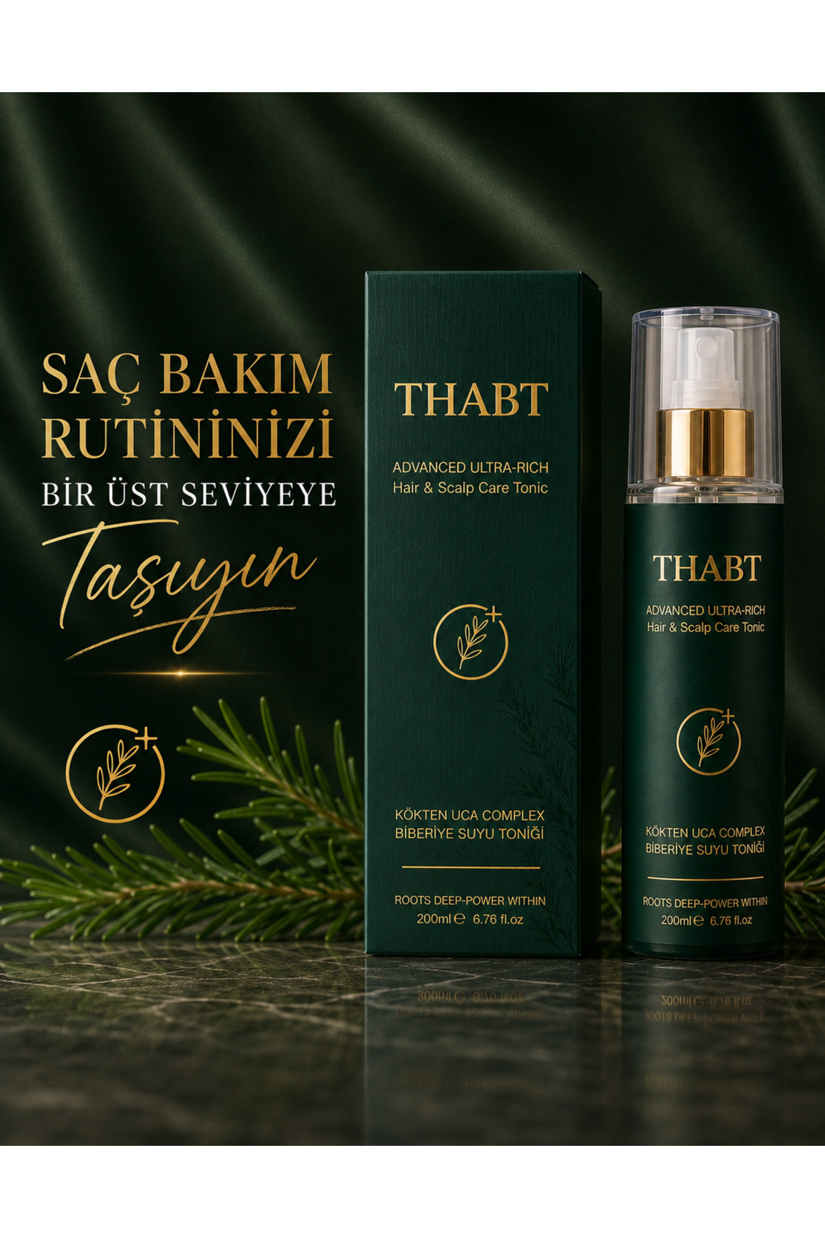Biberiye Suyu Complex Saç ve Saç Derisi Toniği 200ml Dengeleyici, Yağ Kontrolü, Güçlendirici, Saç Uzama Desteği — thabtone — تصویر 3 از 6