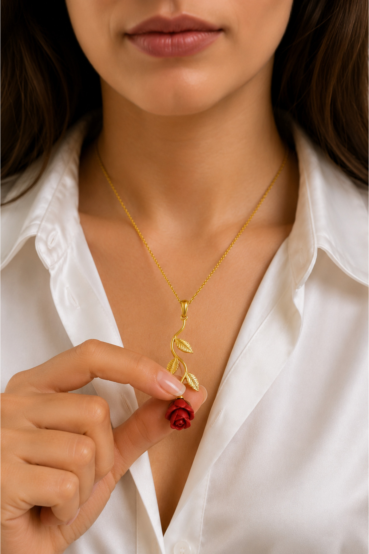 ÇEKİRDEK JEWELRY Işıklı Hediye Kutulu 925 Ayar Gümüş Gül Figürlü Kolye Anlamlı Hediye Kadın Kolyesi görsel 7