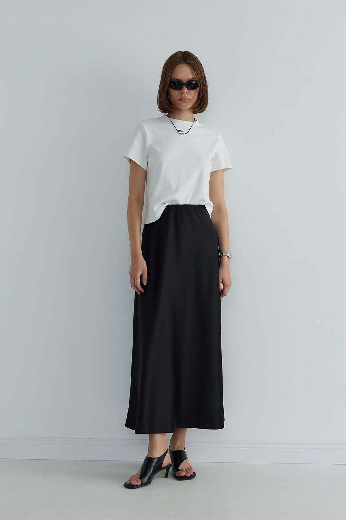 Suud Collection Siyah Saten Etek