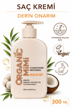 ORGANİC MİMİ Saç Kremi Hindistan Cevizi & Keratin, Kuru ve Yıpranmış Saçlar i...