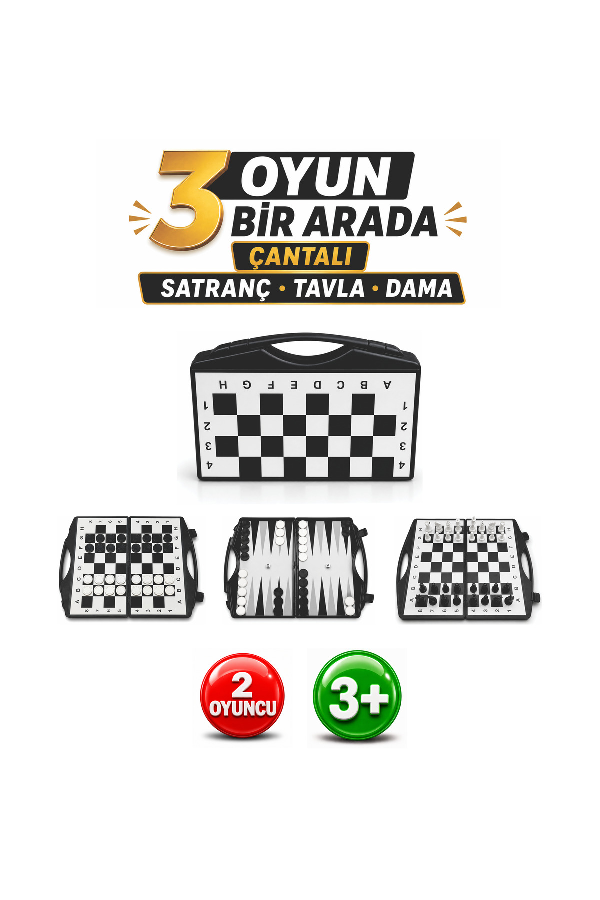 ALAY Ticaret Çantalı Üçü Bir Arada Set - Satranç - Tavla - Dama
