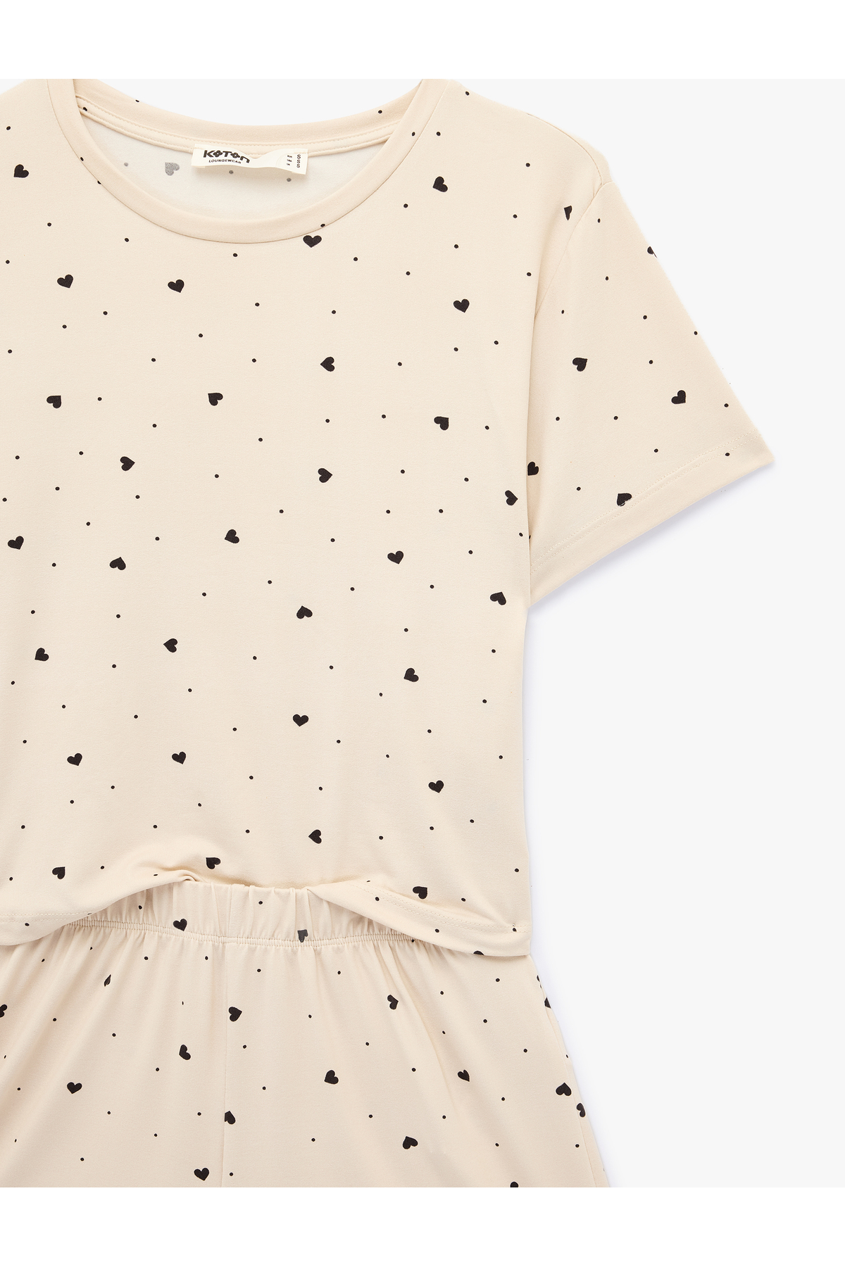 Koton Rahat Kalıp Kalp Desenli Kısa Kollu Şortlu Pijama Takımı görsel 4