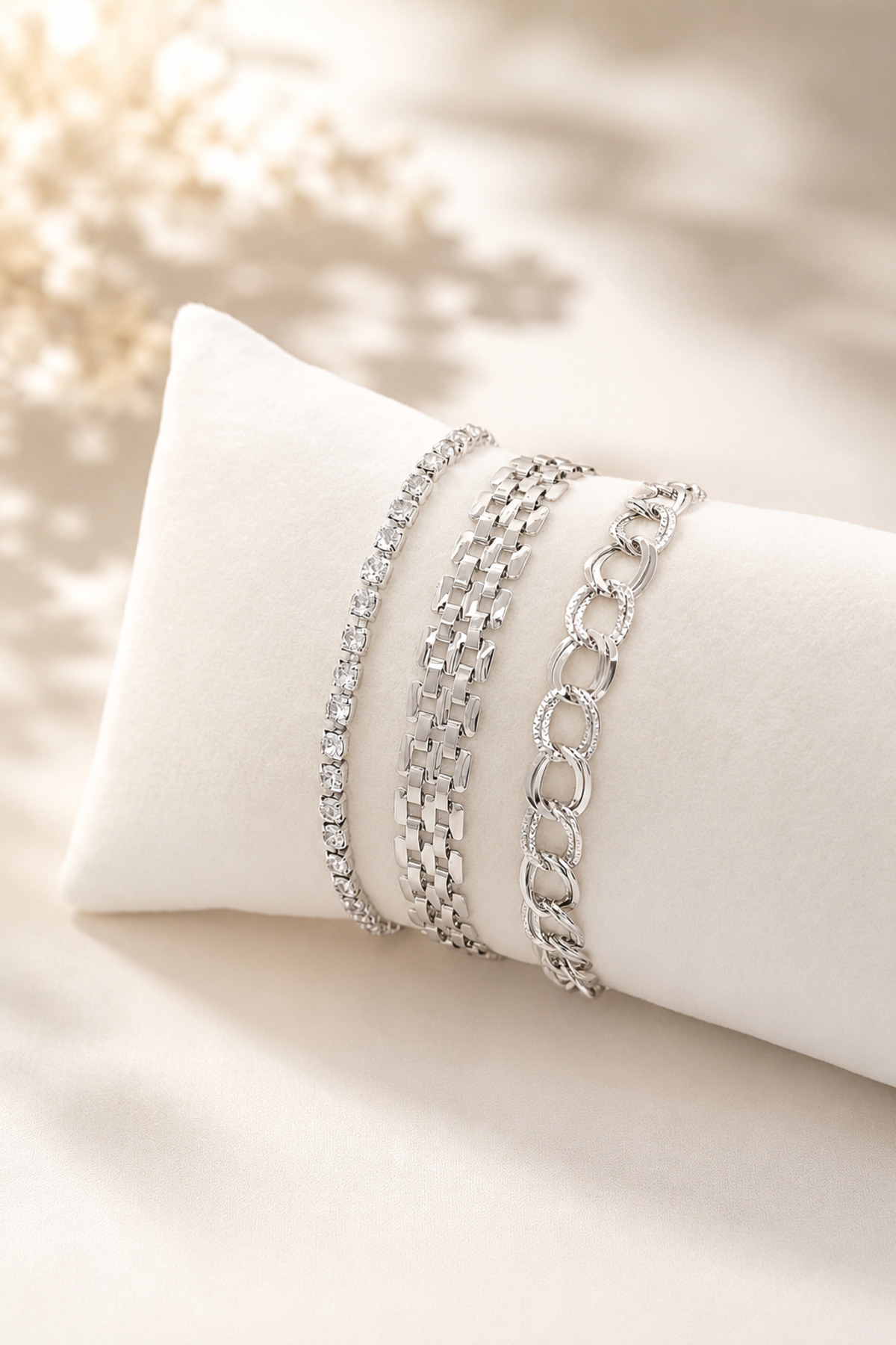 Set of 3 Silver Color Bracelet Combination
