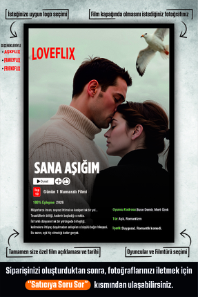 Tasarım Depom Kişiye Özel Çerçeve Görünümlü Mdf 'Loveflix' Tablo