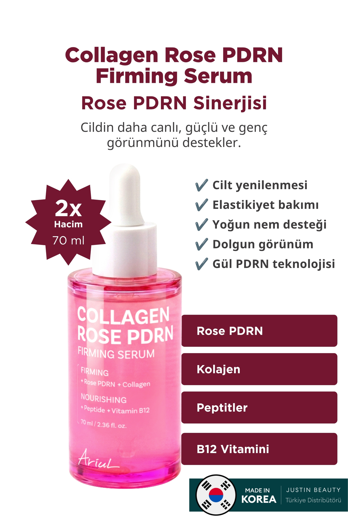 Ariul Collagen Rose PDRN Firming Serum - Gül PDRN & Kolajen Sıkılaştırıcı Serum — ARL-7D-16-M-N