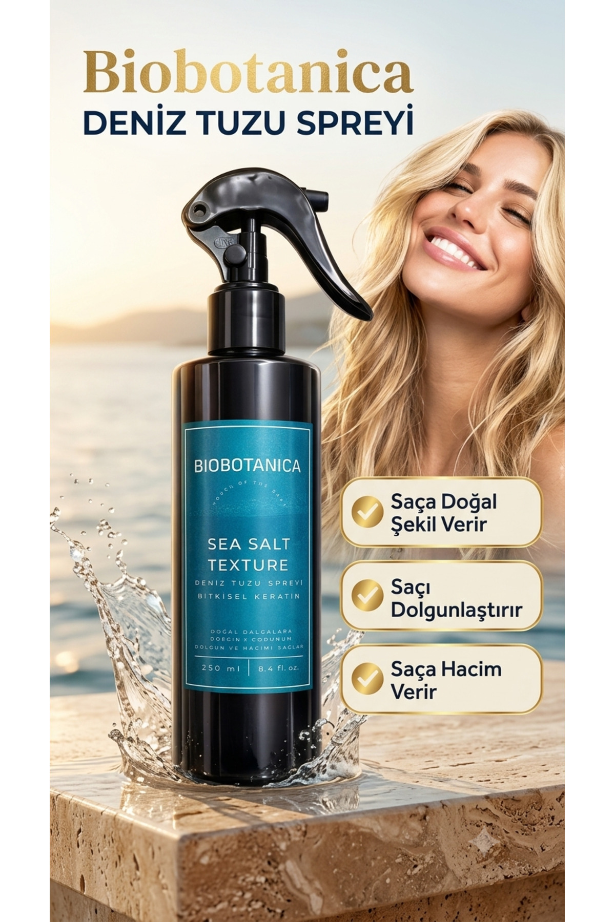 Biobotanica Deniz Tuzu Etkili Doğal Dalga Sağlayan Saç Spreyi 250 ml — BBTNCDNZTZ