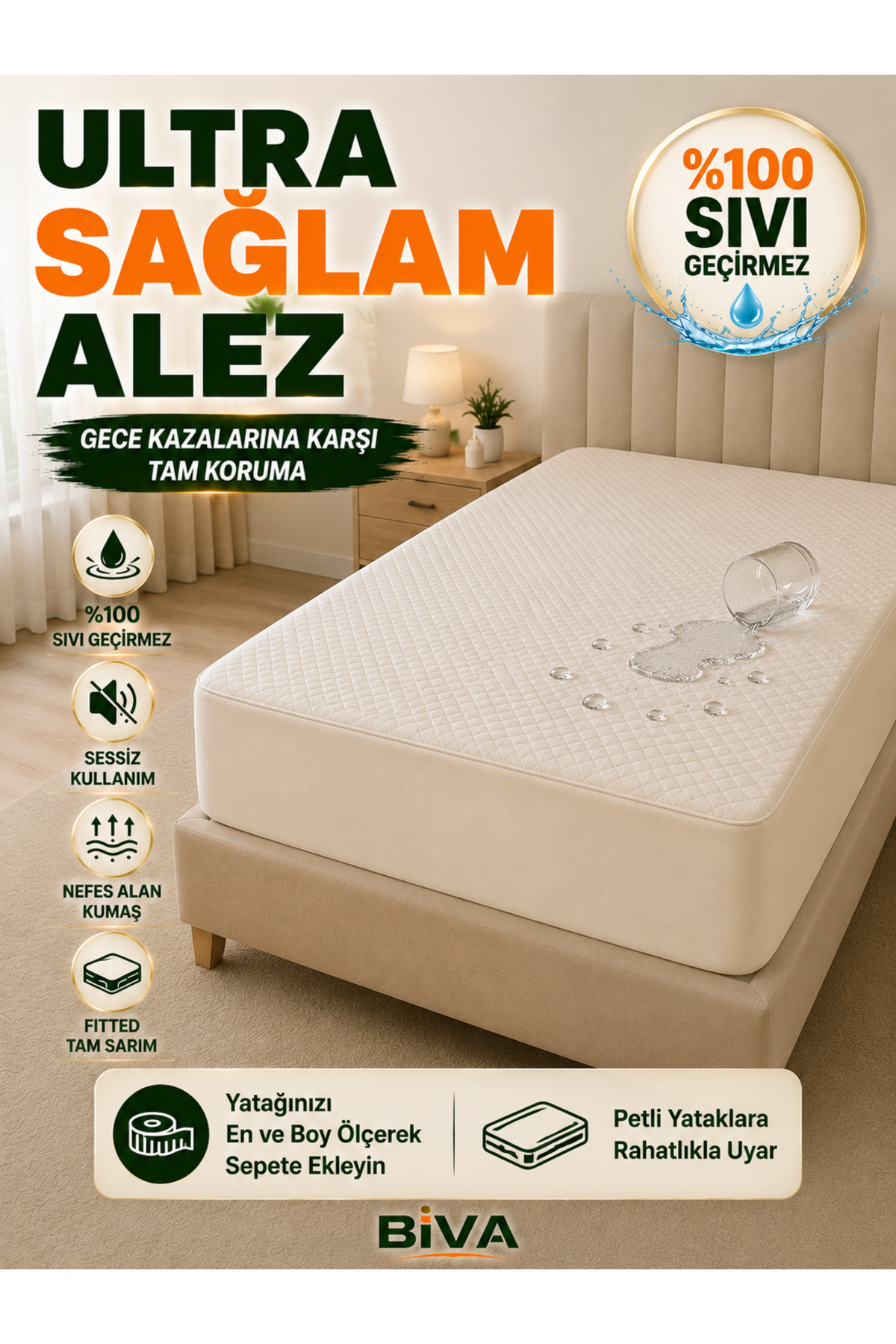 Bivalux Touch Liquid Waterproof Fitted Full Edge Baby Single Bed Mattress Double Mattress Protector
