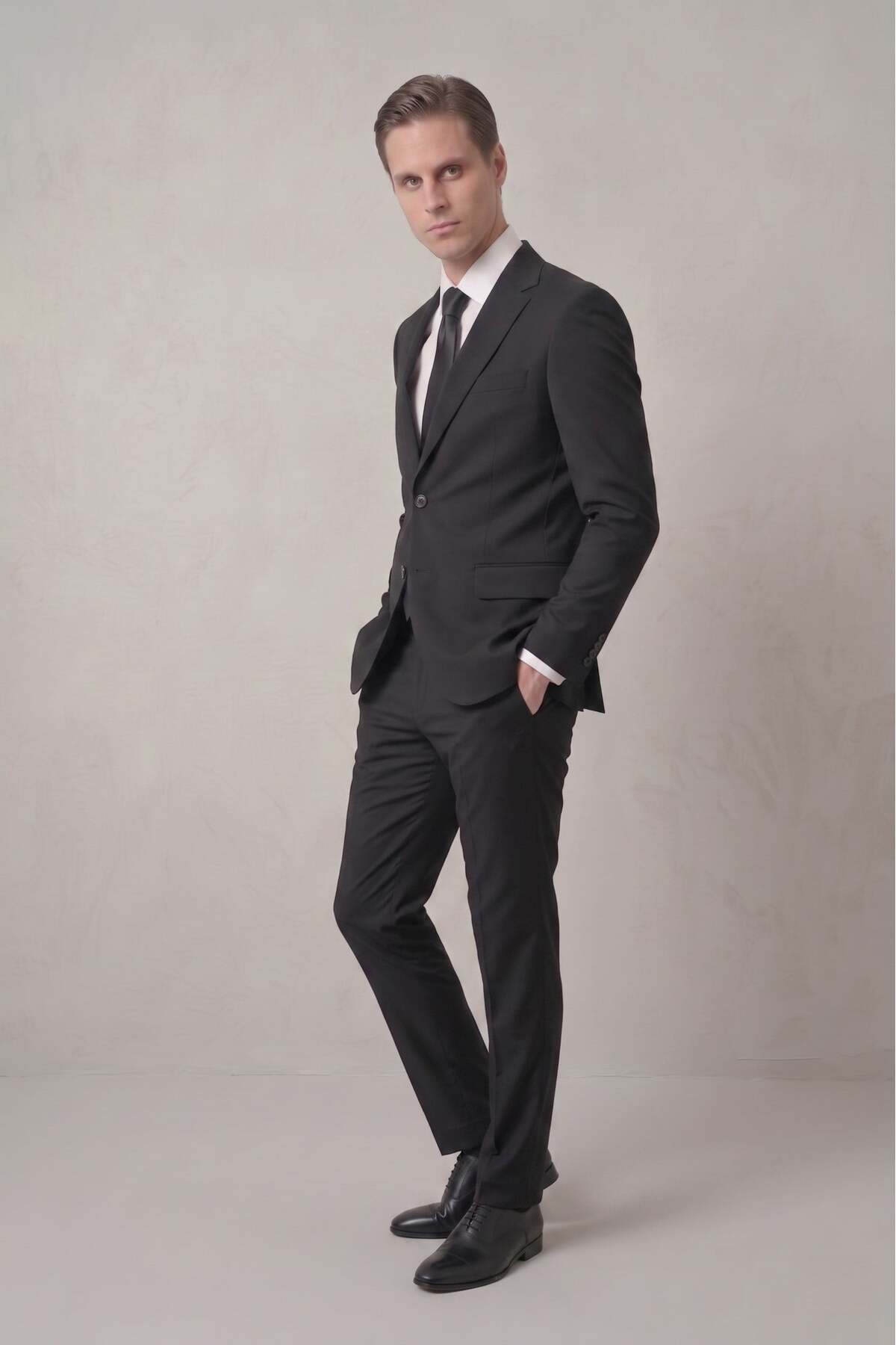 Efor Slim Fit Klasik Mono Yaka Klasik Düz Siyah Takım Elbise Tk 2021 görsel 4