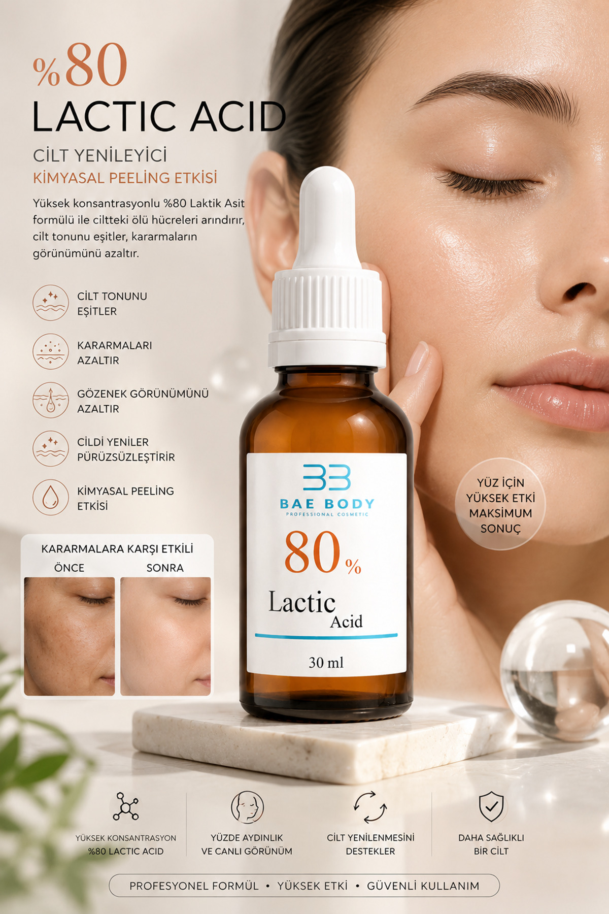 %80 Lactic Acid – Güçlü Cilt Soyucu, Ölü Deri Arındırıcı ve Leke Karşıtı Peeling Serumu — SC222F — تصویر 2 از 7