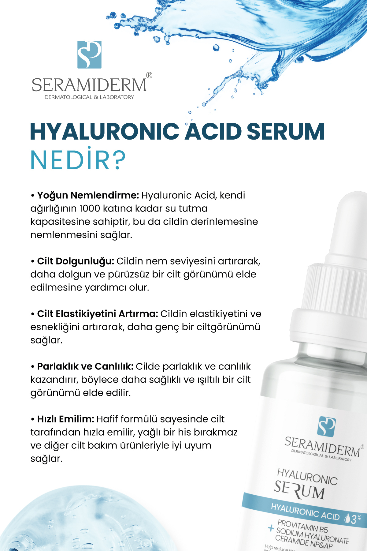 Yoğun Nemlendirme ve Dolgun Görünüm Etkili, Yenileyici Hyalüronik Asit Cilt Serumu 30ml — SR0004 — تصویر 6 از 6