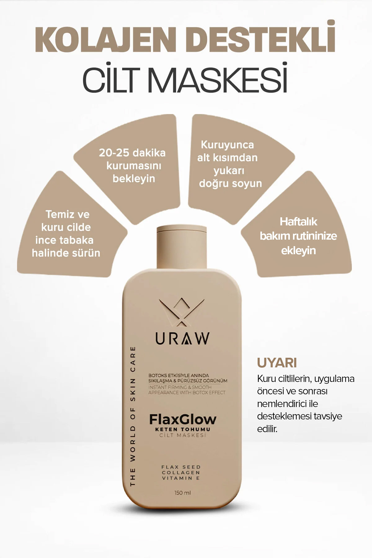 Sıkılaştırıcı ve Arındırıcı Soyulabilir Cilt Bakım Maskesi | Keten Tohumlu Maske 150 ml — Urw61 — تصویر 3 از 6