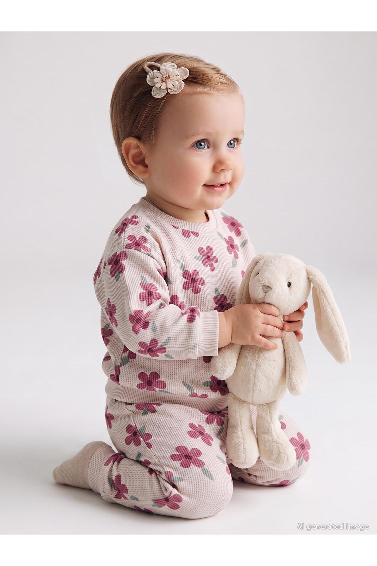 Civil Baby Winter Flower Printed 6-18 Months Set - Beige 12-18 Months