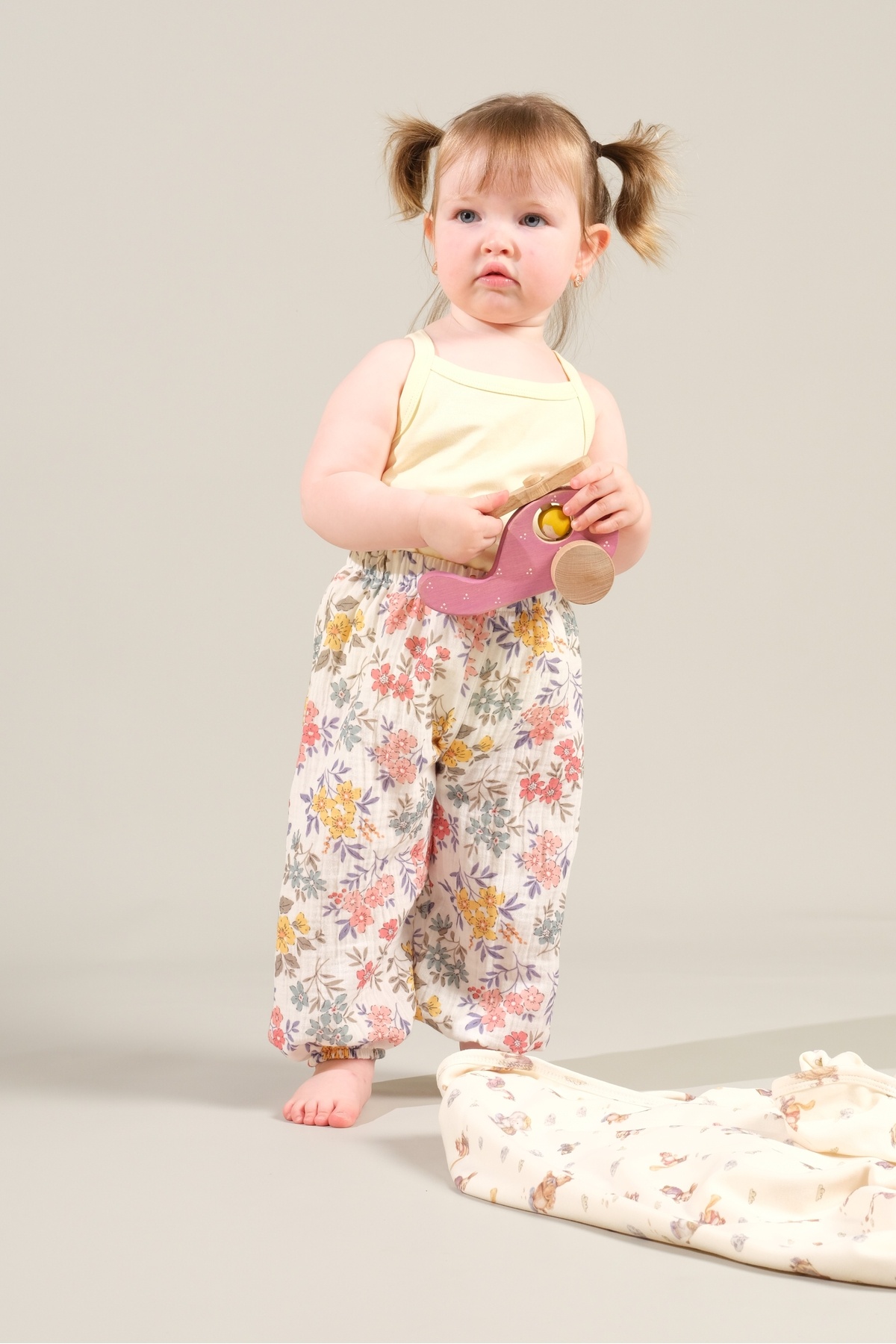 100% Cotton Muslin Fabric Baby Girl and Kids Loose-Fit Trousers