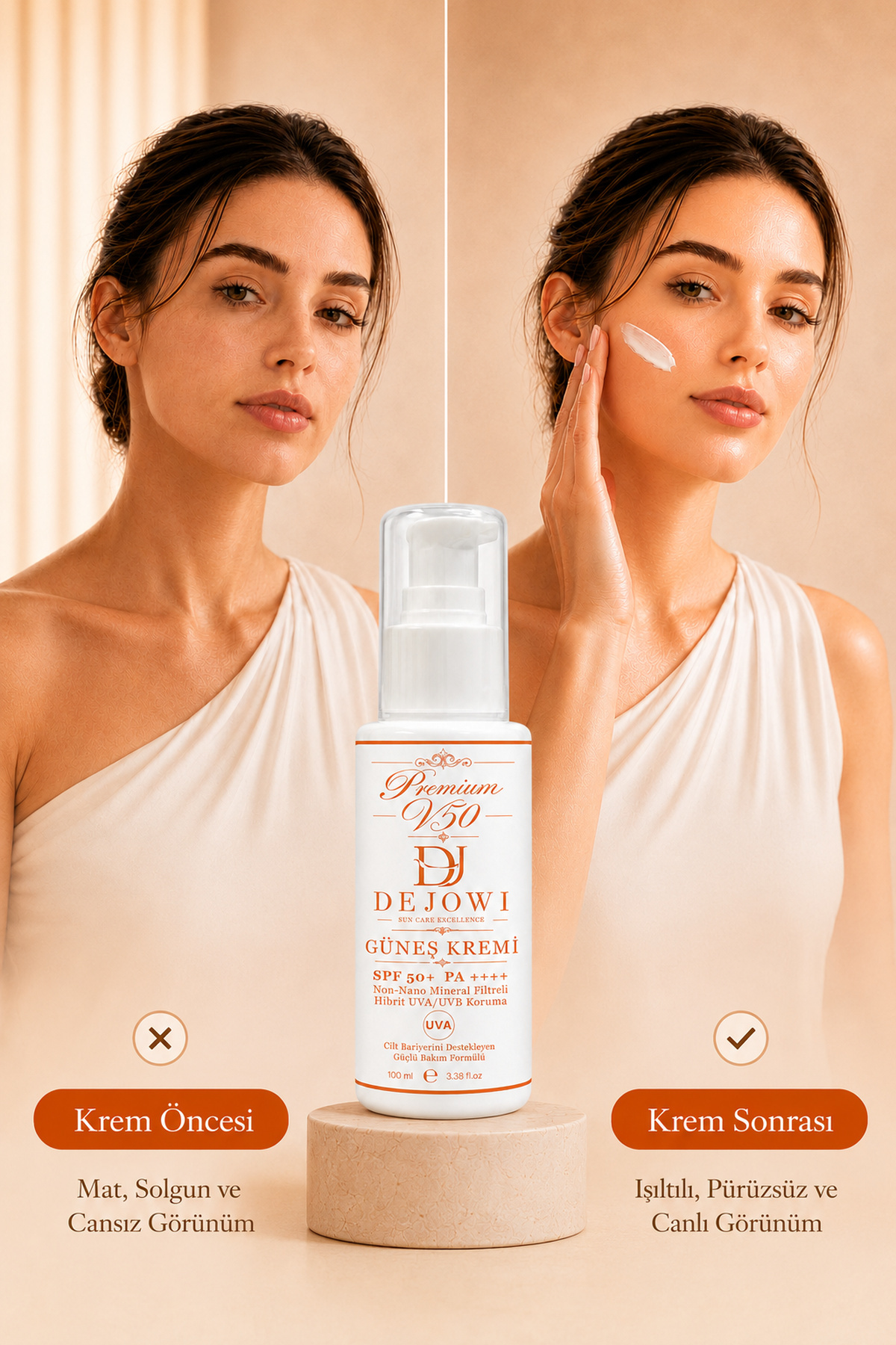 کرم ضد آفتاب V50 Premium با فیلتر معدنی و محافظت هیبریدی UVA/UVB و SPF 50+ و PA++++، ۱۰۰ میلی‌لیتر — ۳۰۰۶۴ — تصویر 2 از 5