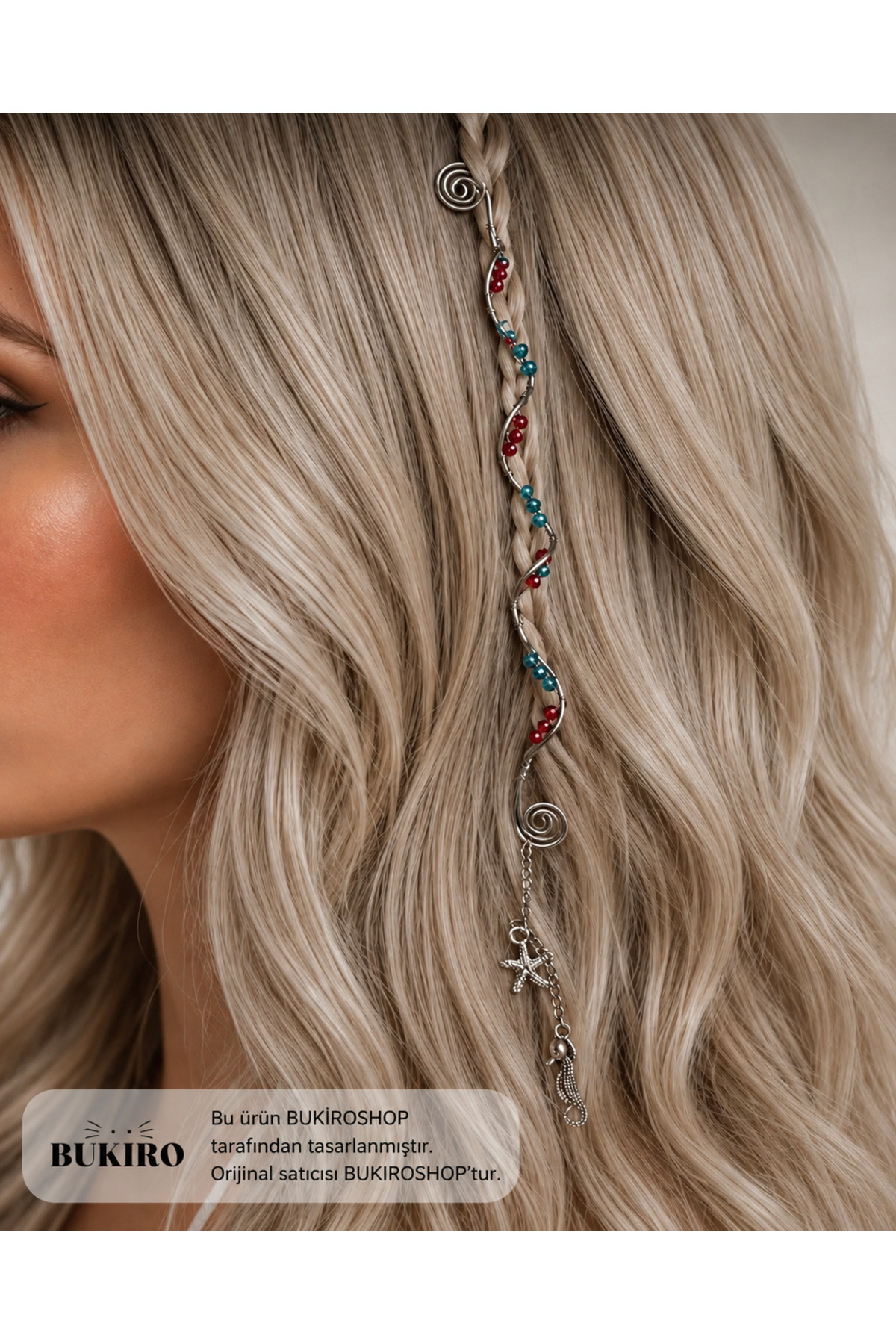 Bohemian Hair Charm Hair Charm – Starfish Detailed Weave Hair Accessory Festival Hair Jewelry tinsel