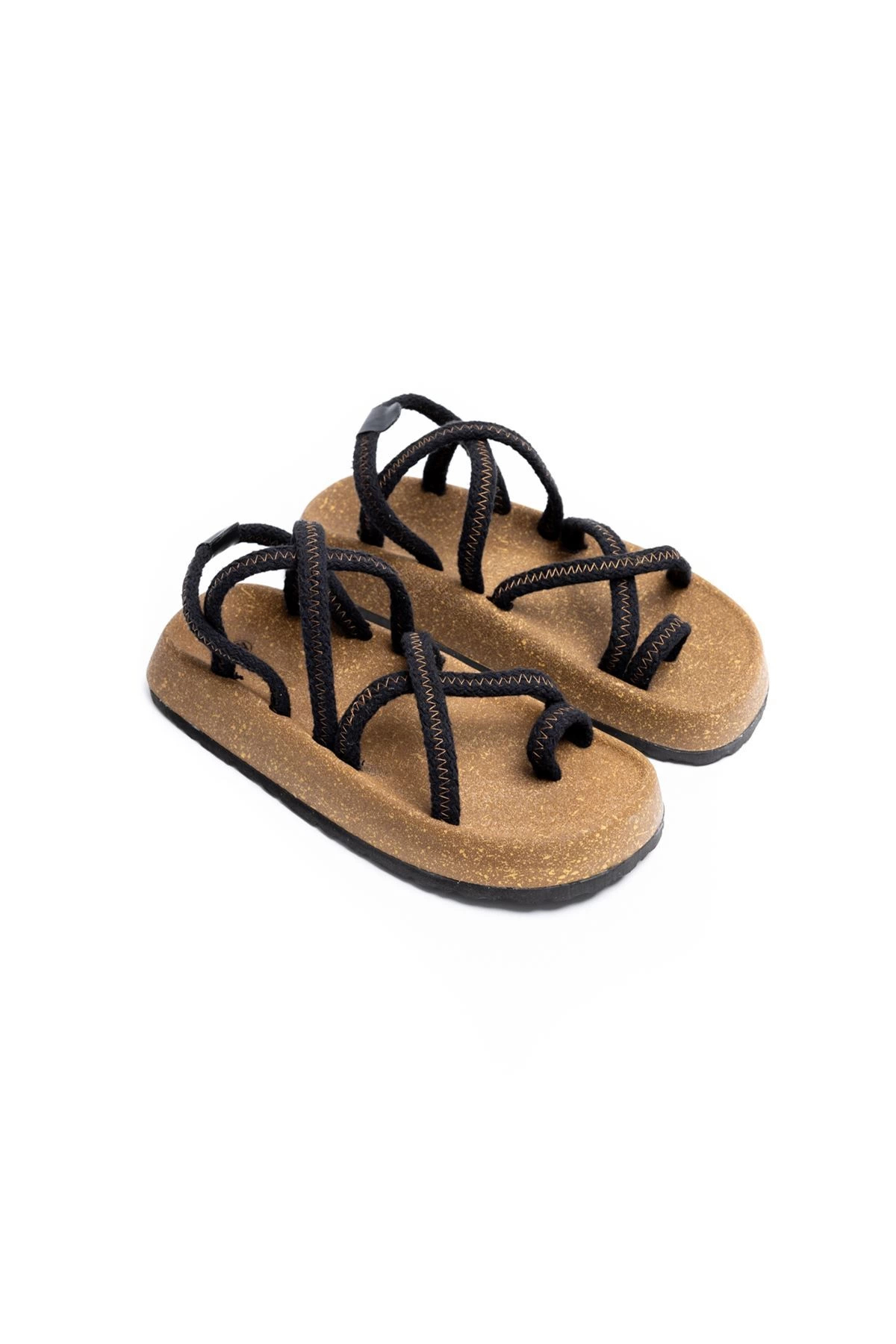 by selvi Lukka Shoes Enrico Siyah Doğal Pamuk İp Halat Erkek Sandalet görsel 2