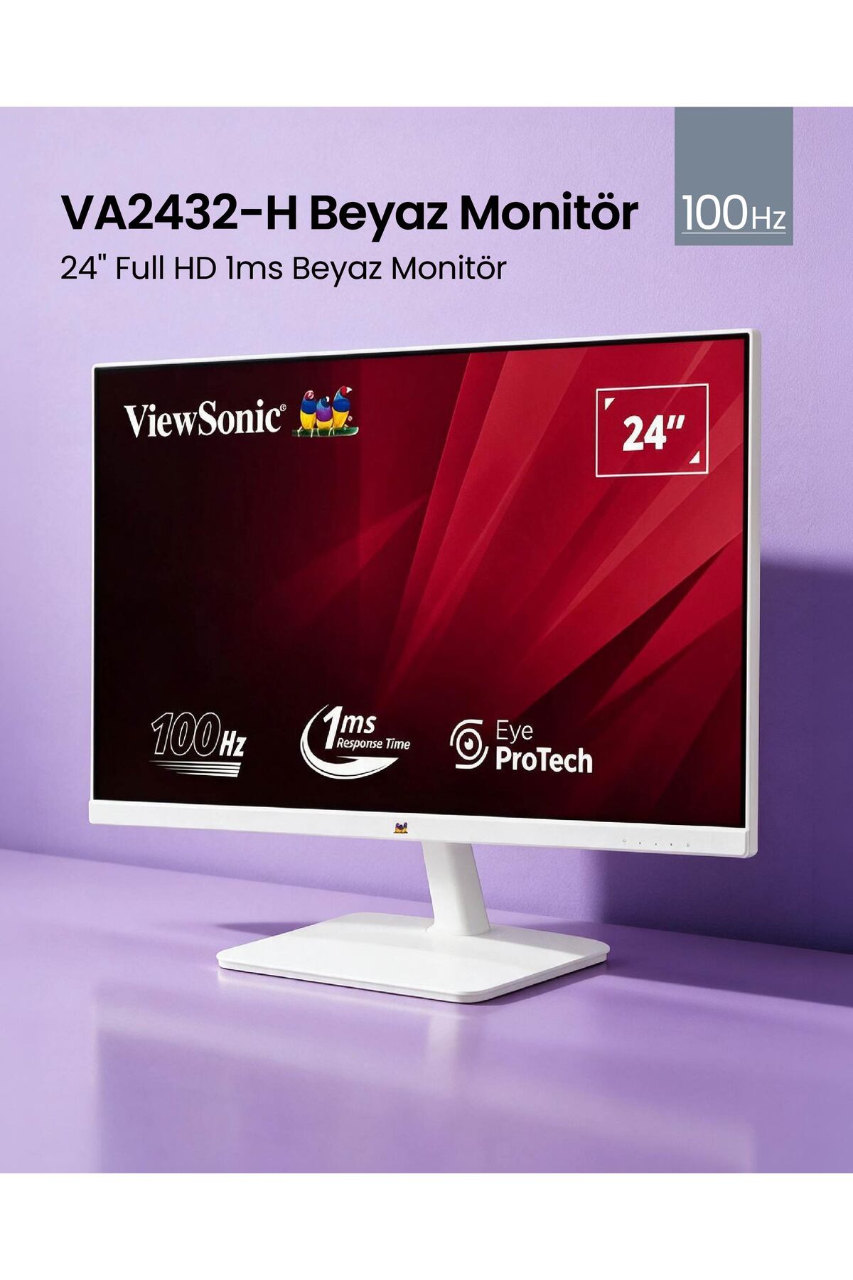 ViewSonic 24'' Full HD 100Hz 1ms VA2432-H-W-2 Beyaz Monitör