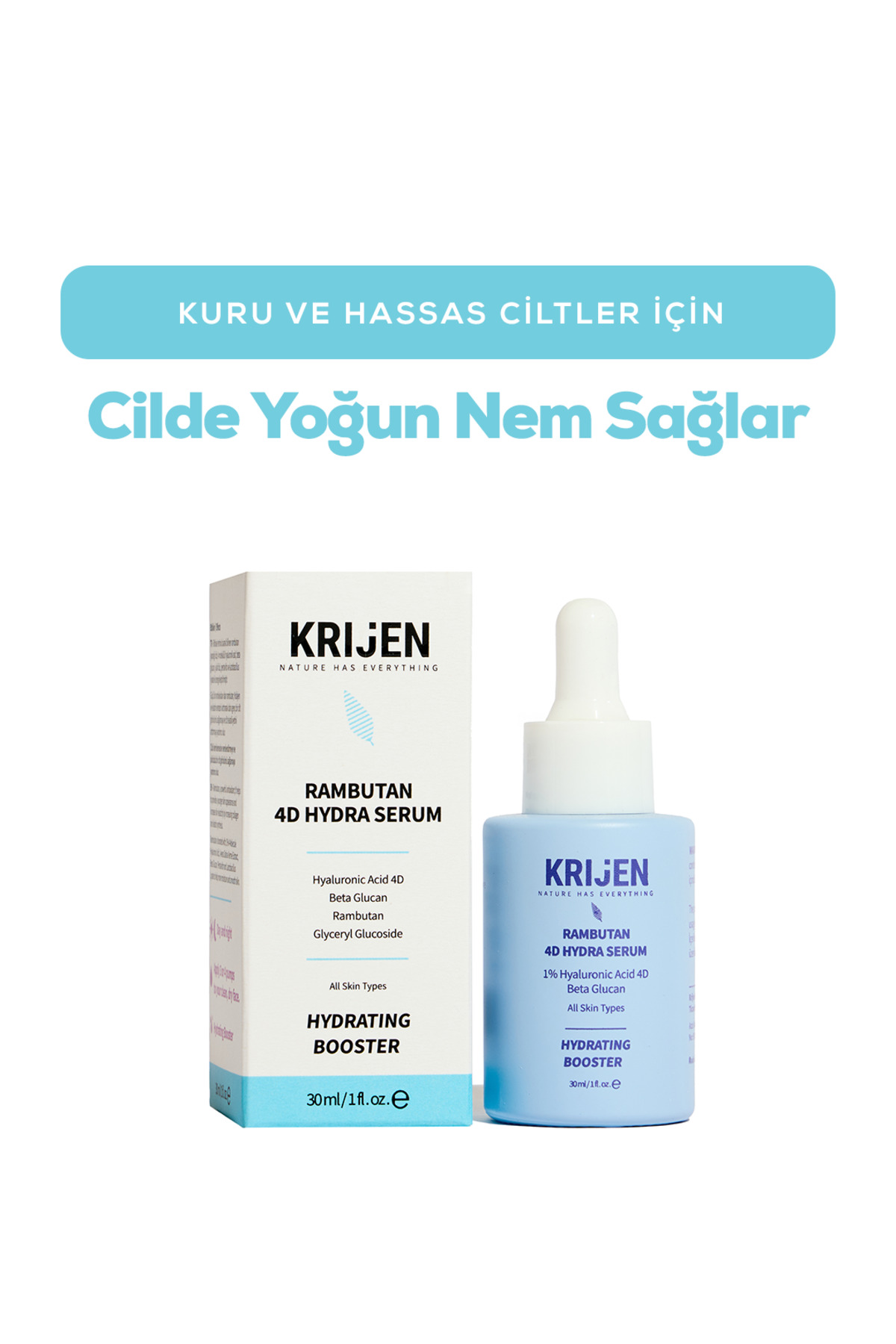 Krijen RAMBUTAN 4D Hydra Yoğun Nemlendirici Serum | Hyaluronic Acid 4D + Beta Glucan — Hydra Serum