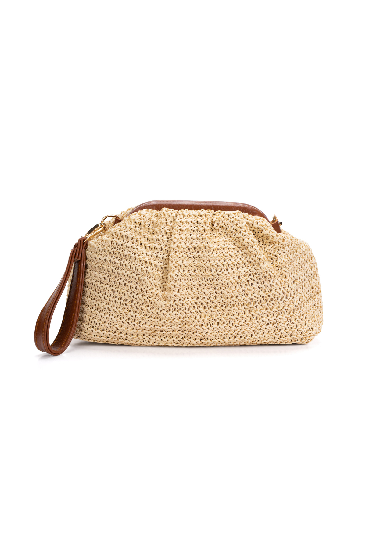 Adelina Bags Kadın Burslu Hasır Çanta Portföy Clutch Omuz Çantası El ve Omuz Askılı Hasır Çanta görsel 8