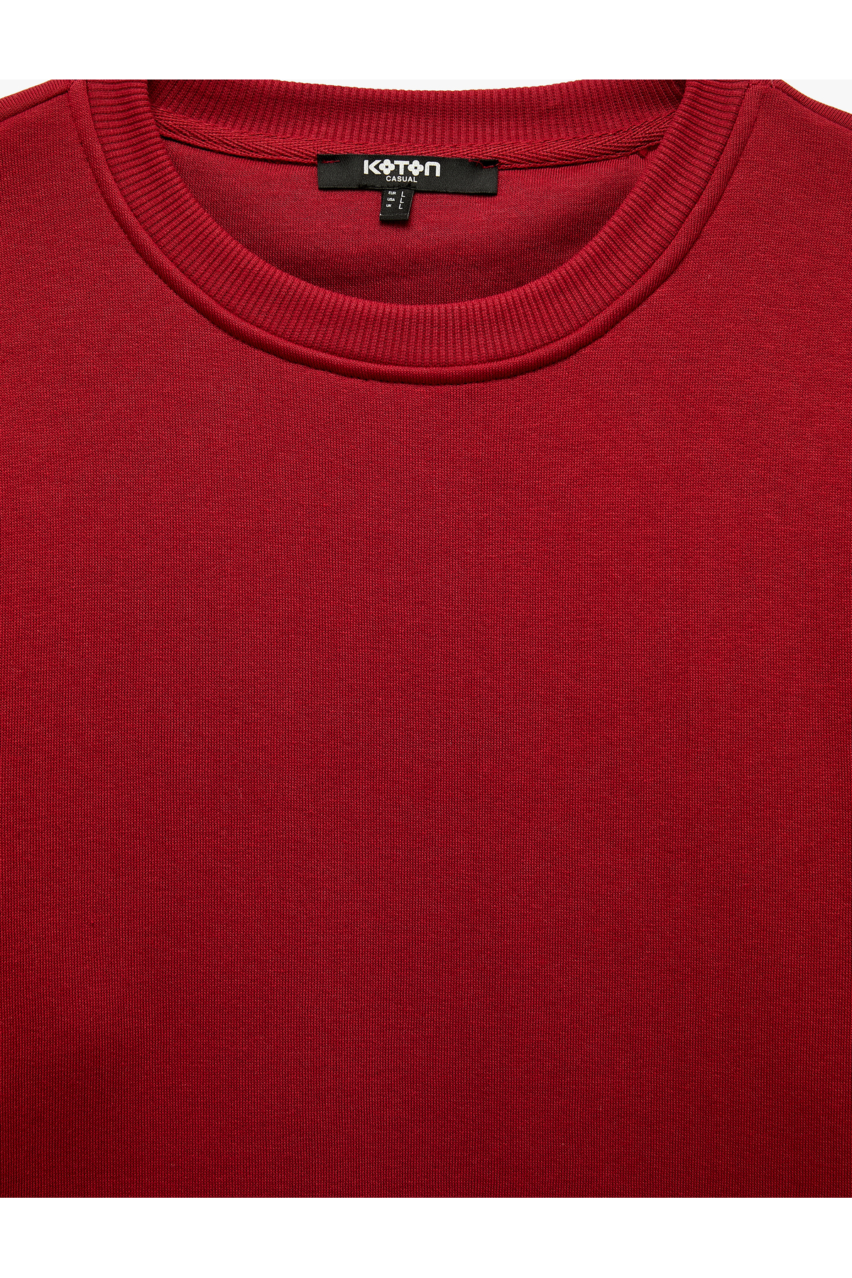 Pamuklu Uzun Kollu Şardonlu Bisiklet Yaka Erkek Basic Sweatshirt — قرمز 7WAM70002MK — تصویر 7 از 7