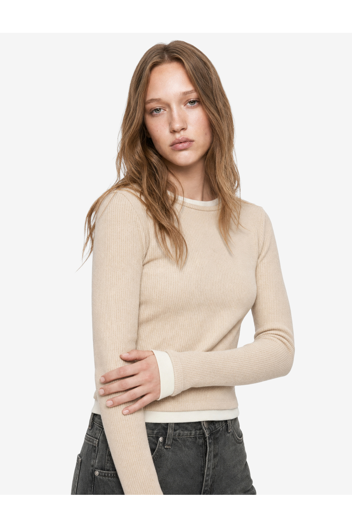 Koton Slim Fit Crew Neck Viscose Blended Long Sleeve T-Shirt