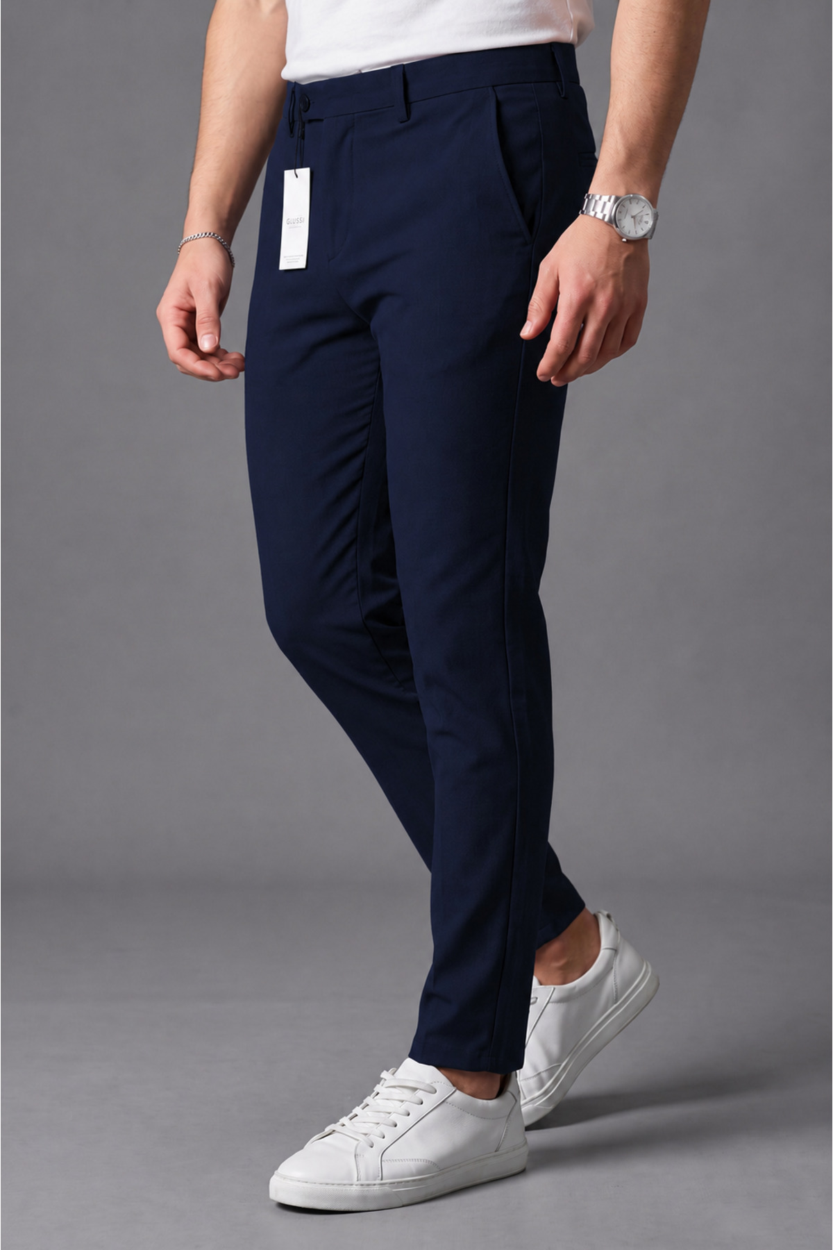 BM BALANCEMODA Erkek Lacivert Renk Kaliteli Esnek Likralı Slim Fit Kumaş Pantolon görsel 4