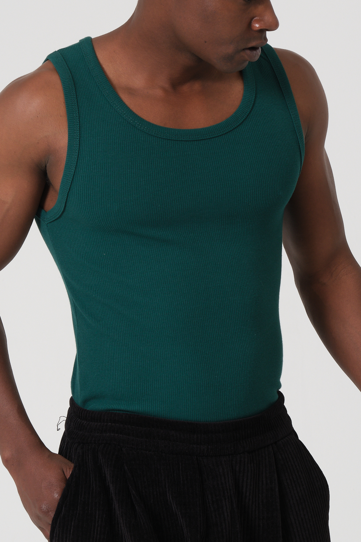 gamaro Erkek Halter Yaka slimfit Sporcu Likralı Atlet