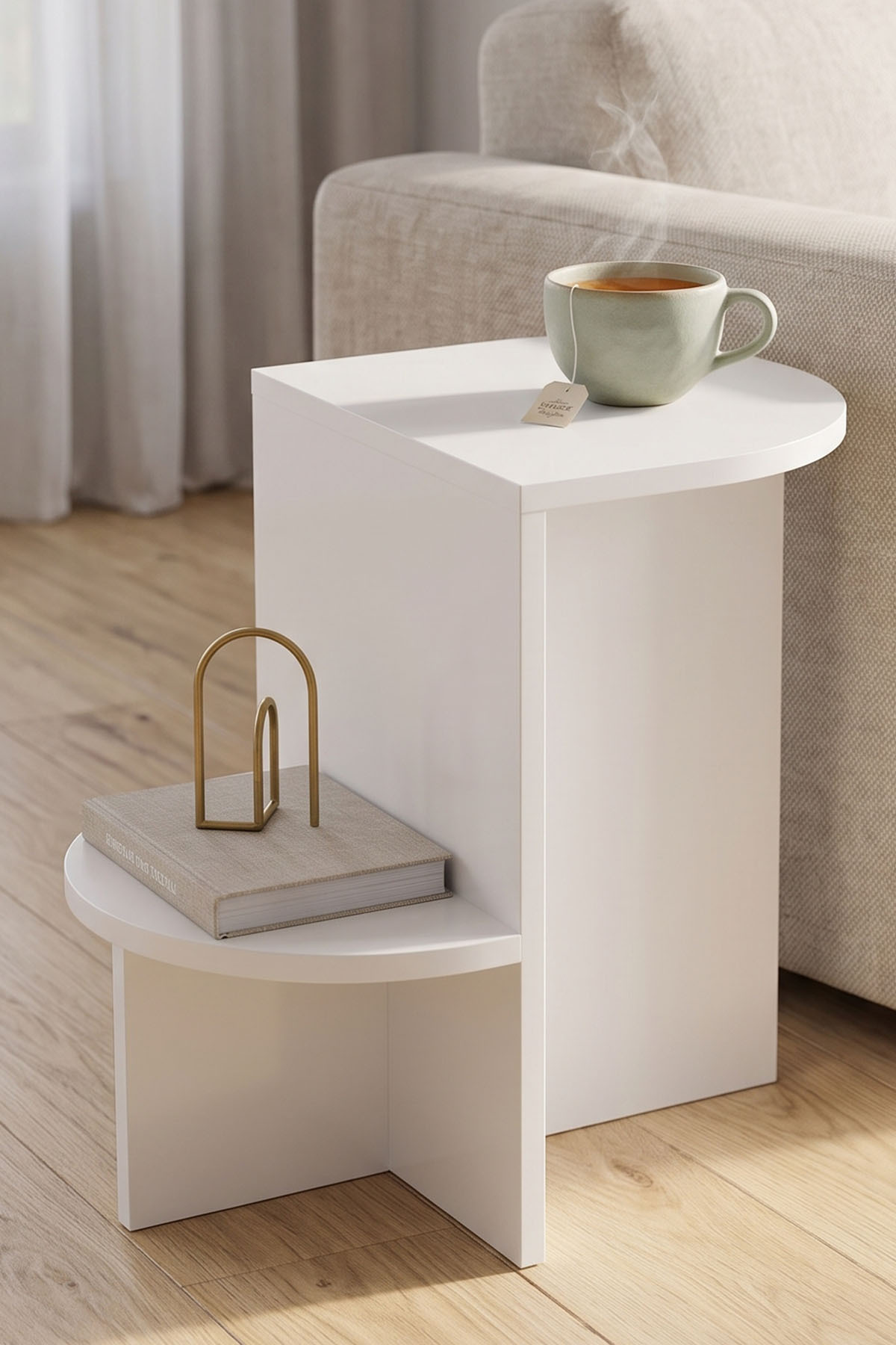 Goldfalez Setro Yan Sehpa Suntalam Beyaz 53x35 cm görsel 4