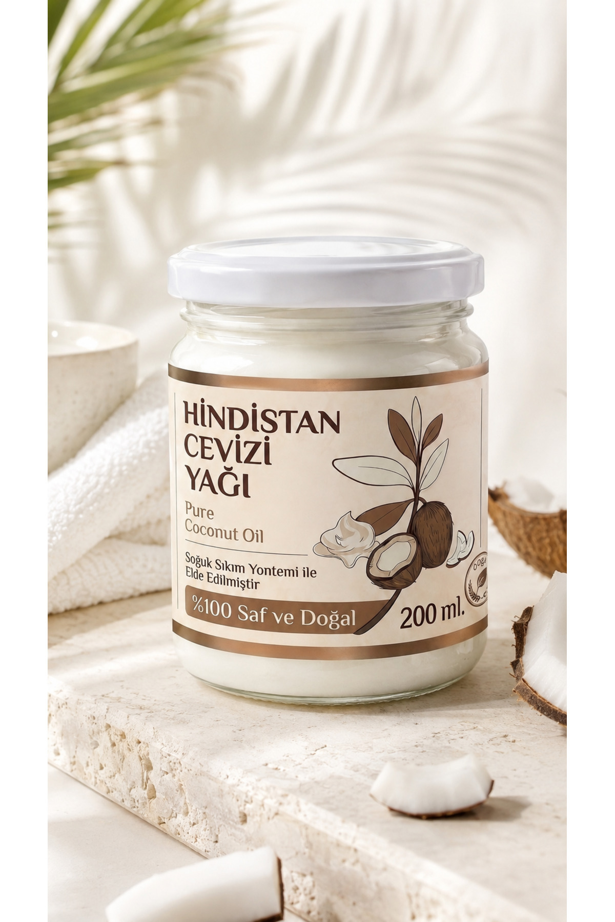 200 ml Saf Hindistan Cevizi Yağı / Soğuk Sıkım / %100 Saf Ve Doğal / Coconut Oil — 250-ml-hindistan-cv-yag — تصویر 2 از 8