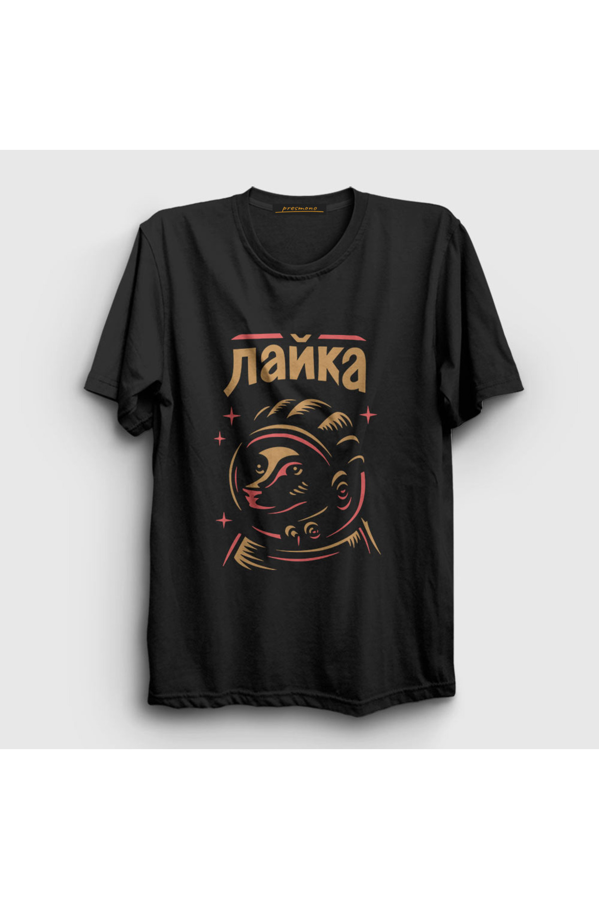 Presmono Unisex Siyah Layka Cccp Sovyetler Birliği T-shirt